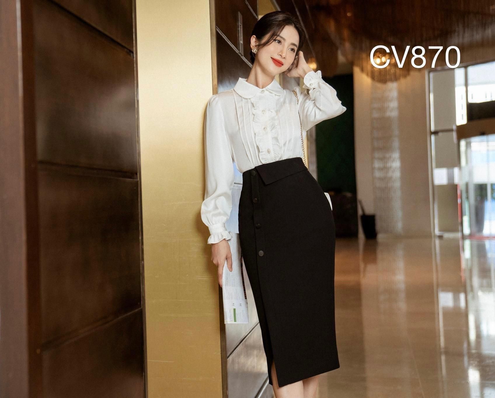 CV870 CV 3 cúc bọc xẻ trước