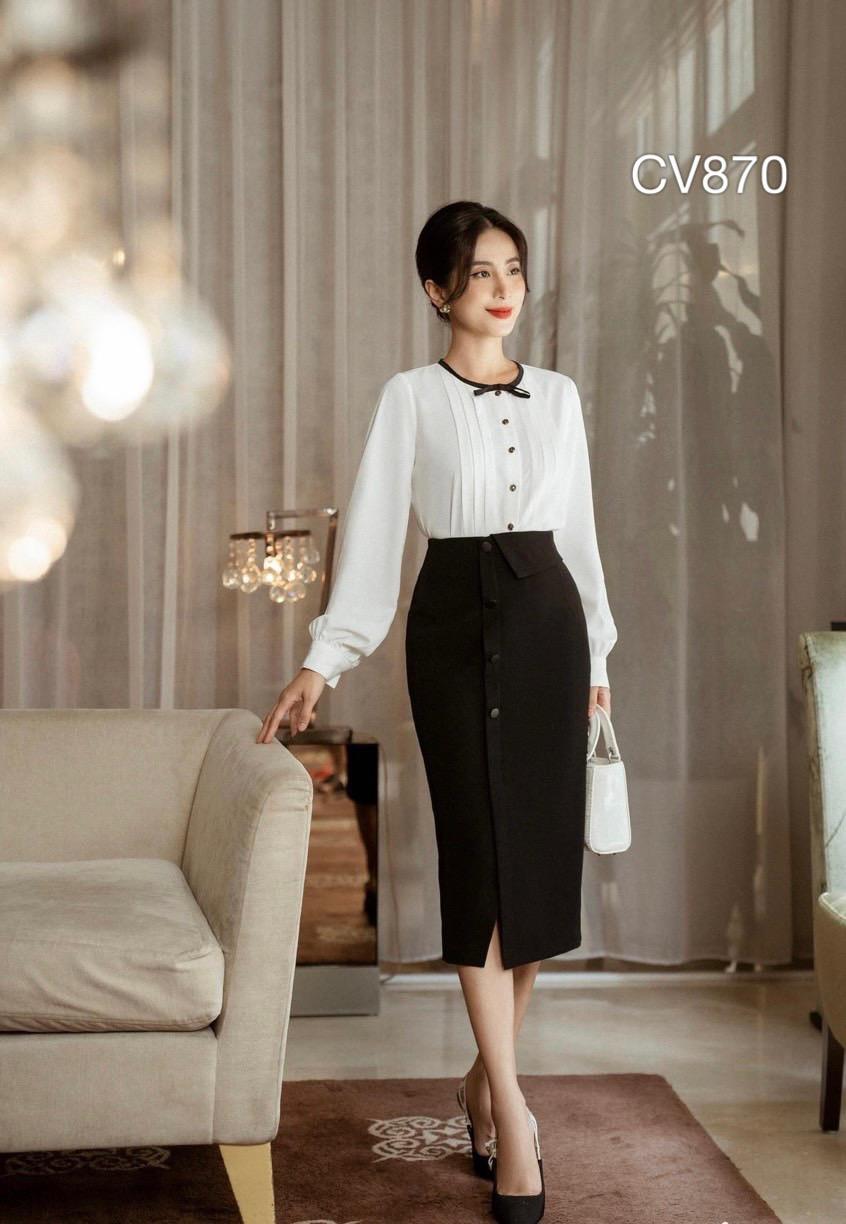 CV870 CV 3 cúc bọc xẻ trước