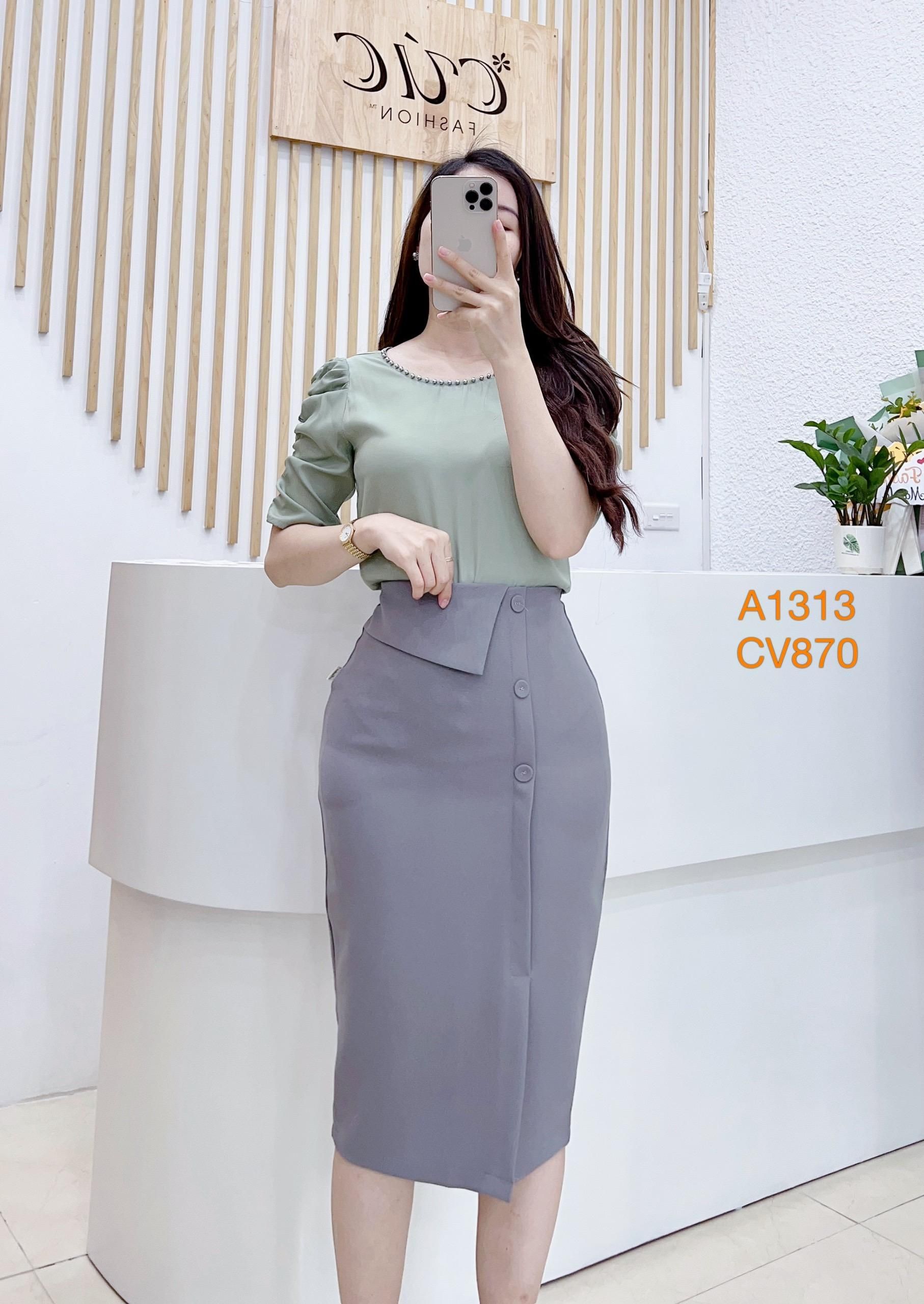 CV870 CV 3 cúc bọc xẻ trước