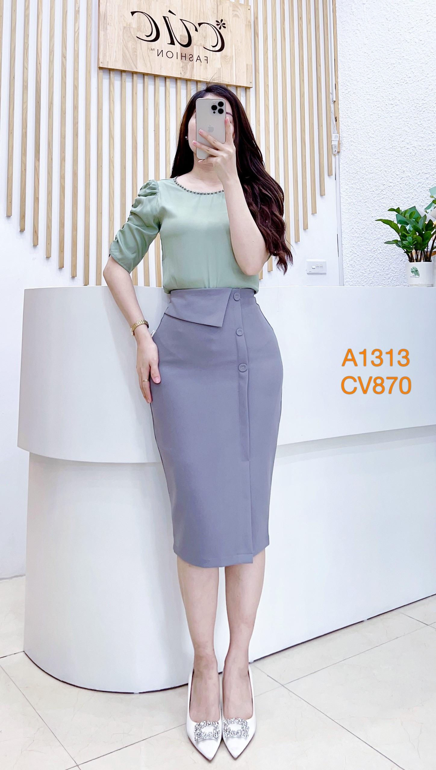 CV870 CV 3 cúc bọc xẻ trước