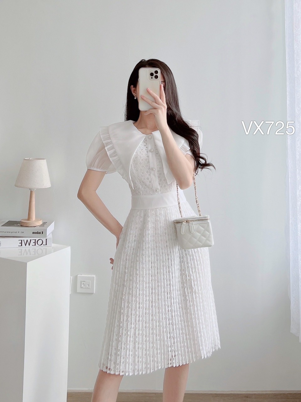VX725 váy ren dập ly