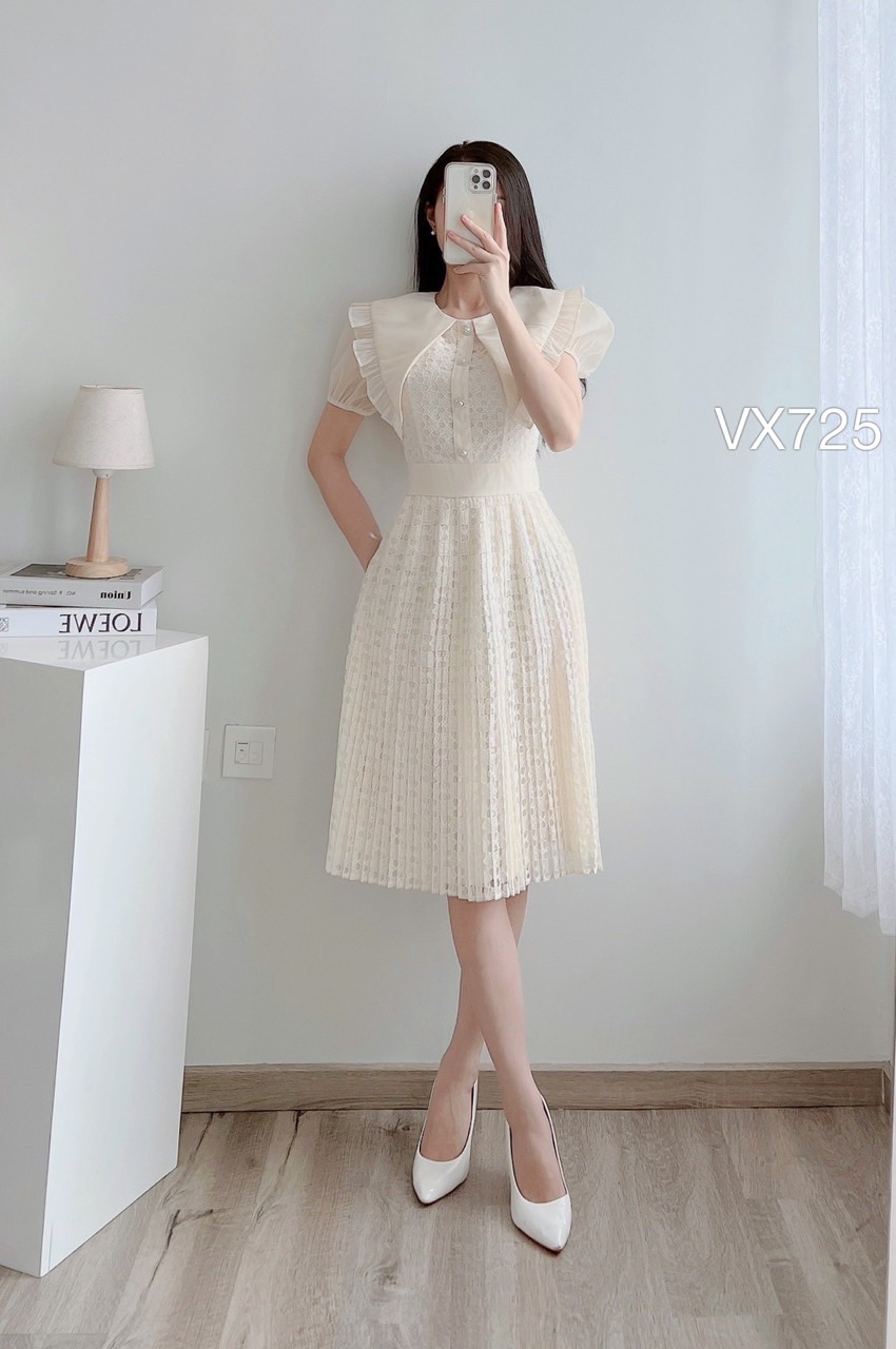 VX725 váy ren dập ly