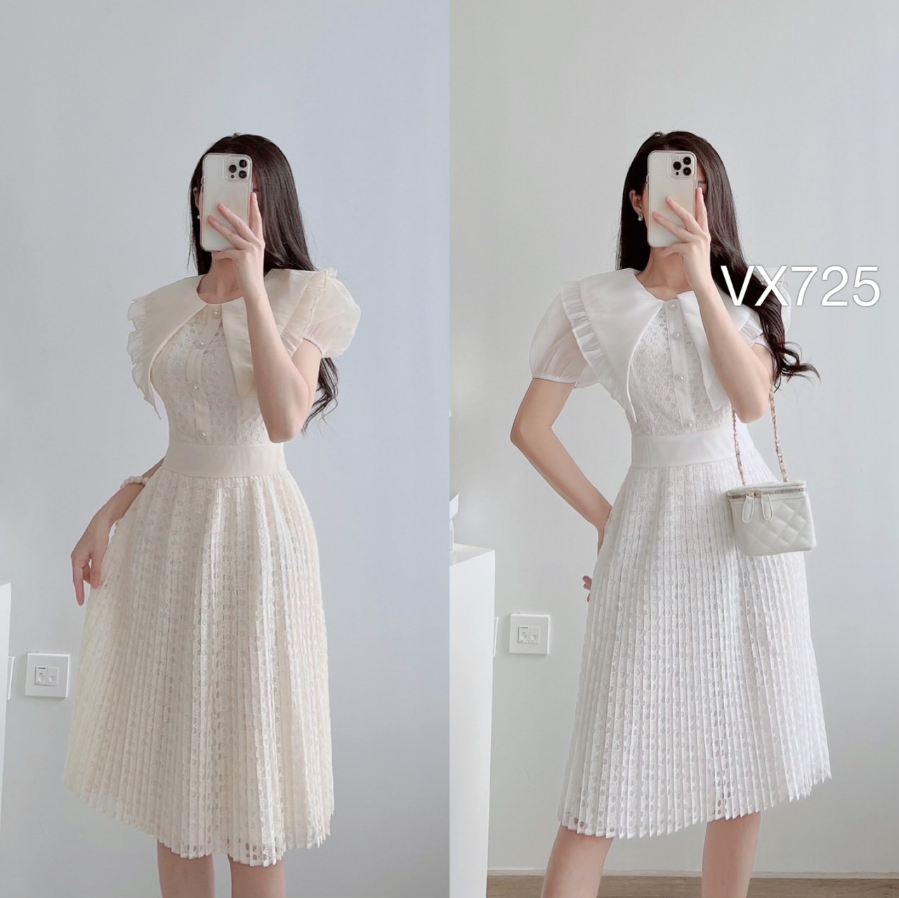 VX725 váy ren dập ly