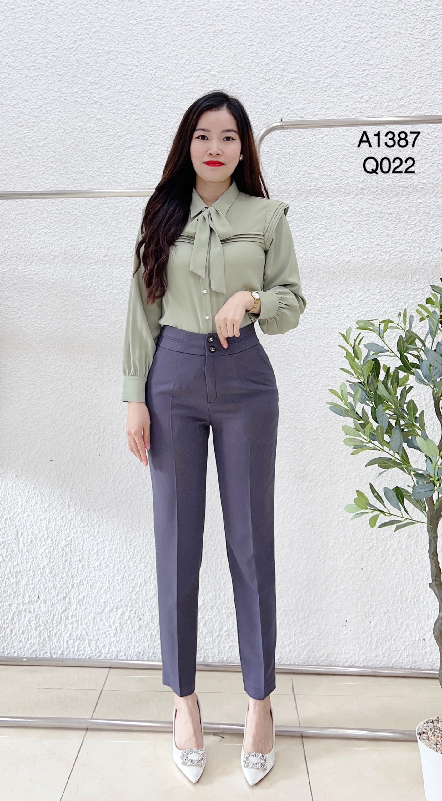 Q022 quần ly cạp 2 cúc