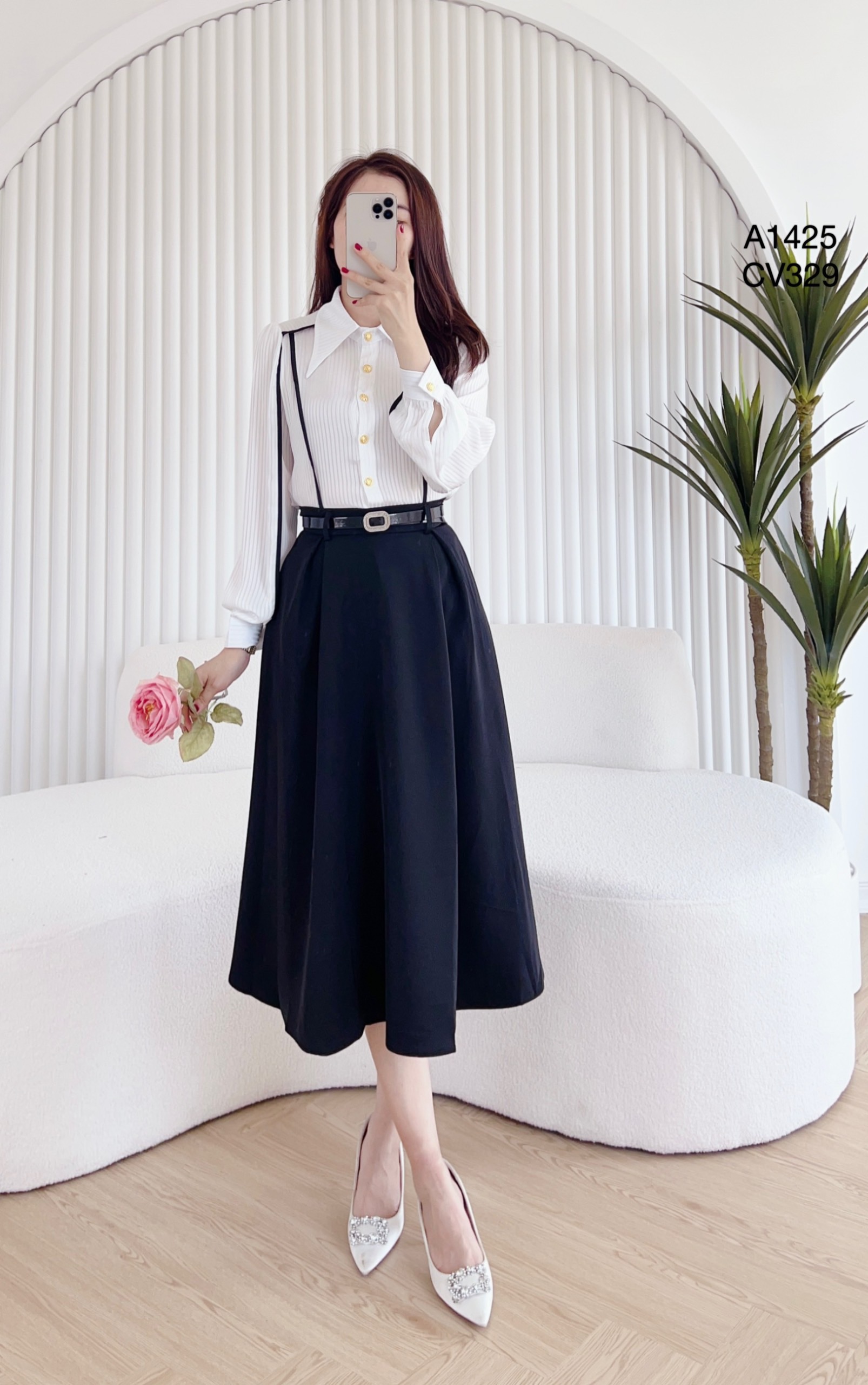 CV329 CV Xòe đai vuông đá