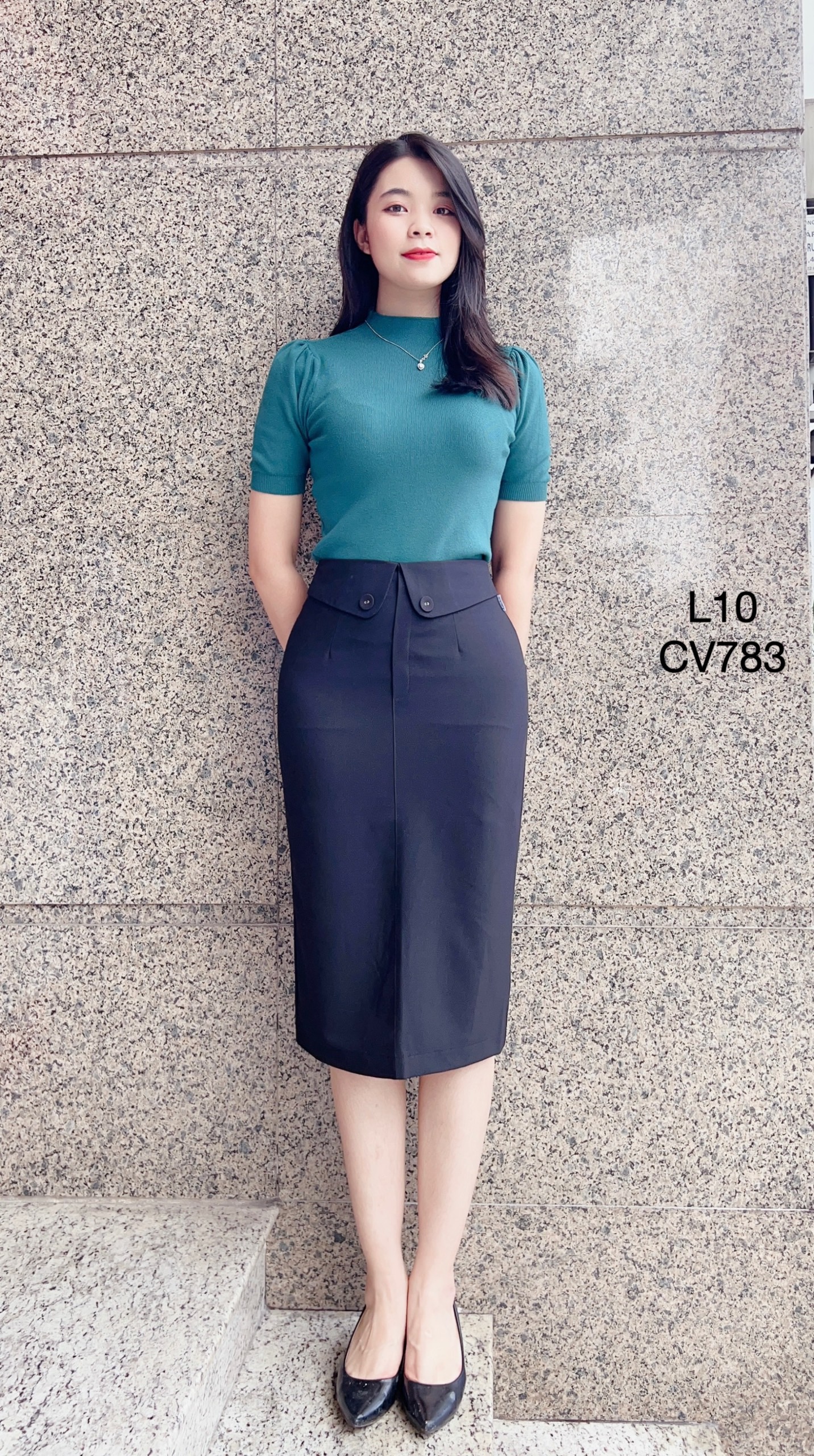 CV783 cv vạt cong 2 cúc bọc