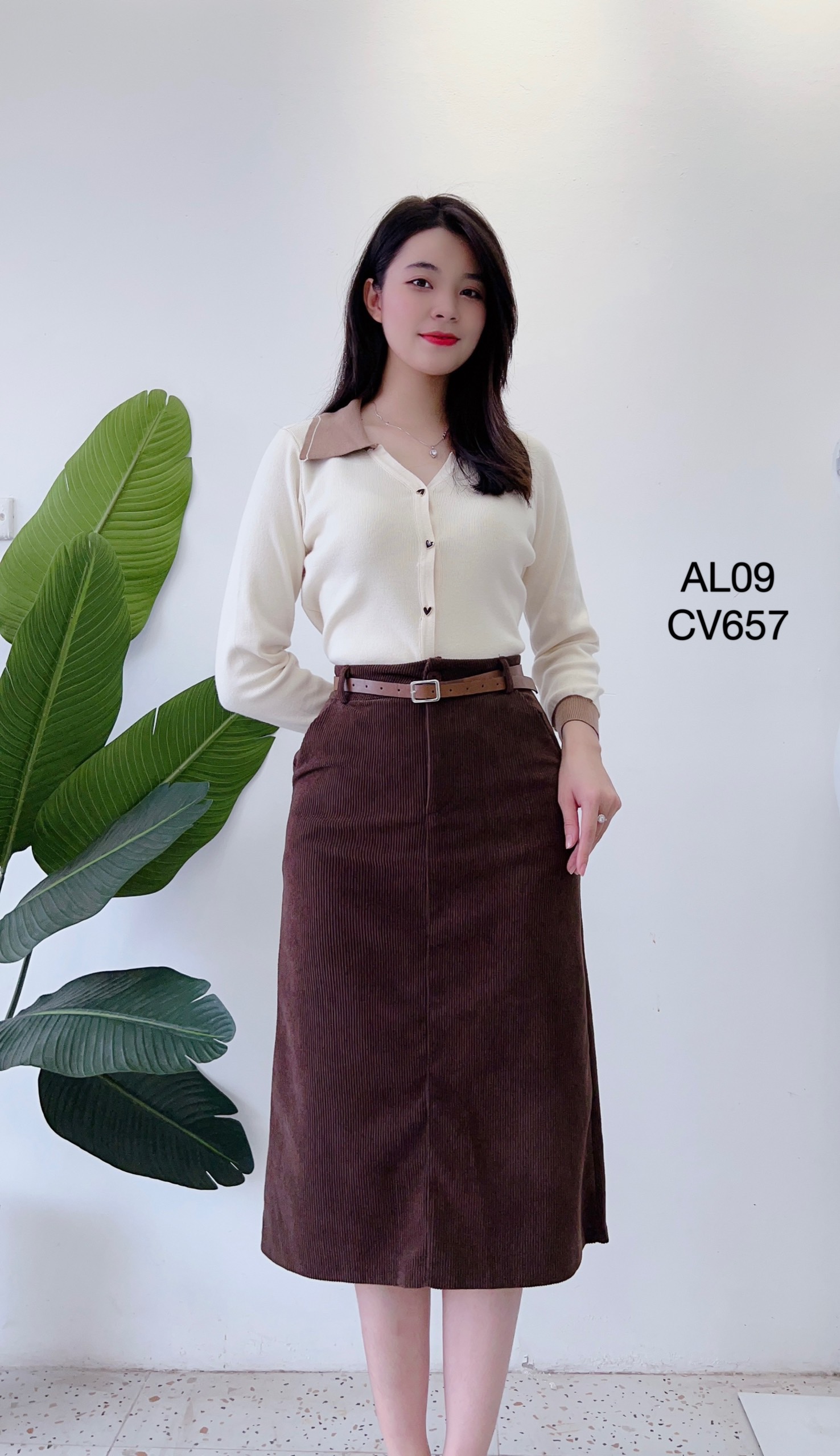 AL09 len cổ phối cúc tim