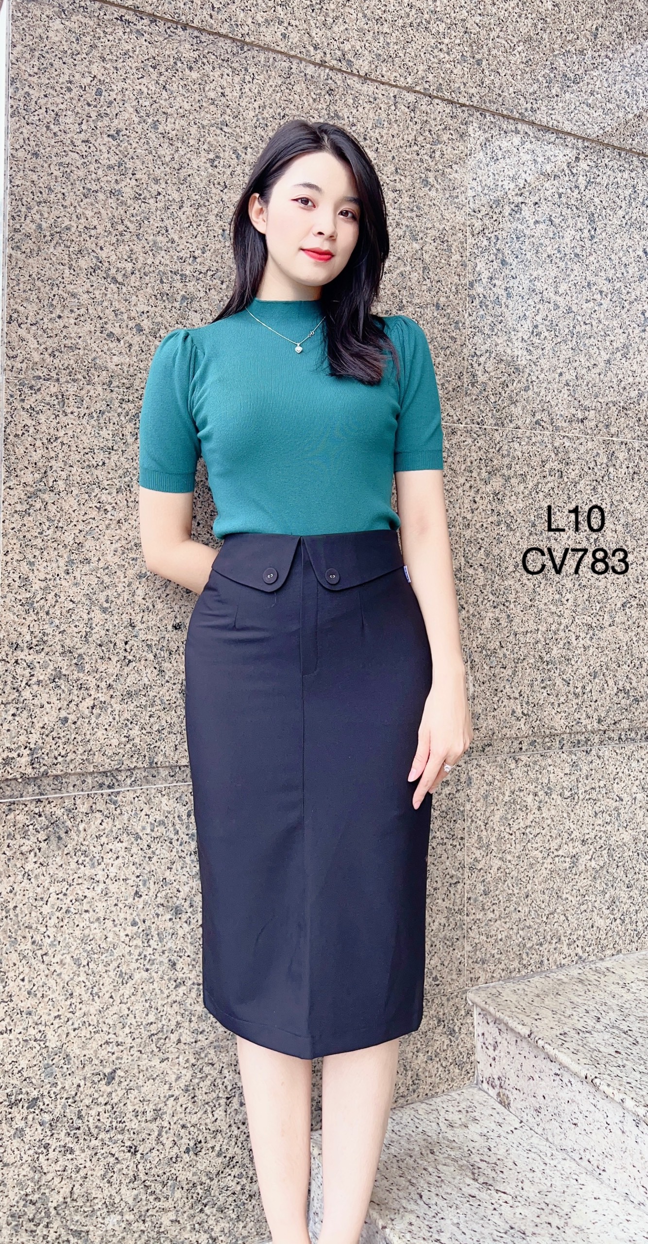 CV783 cv vạt cong 2 cúc bọc