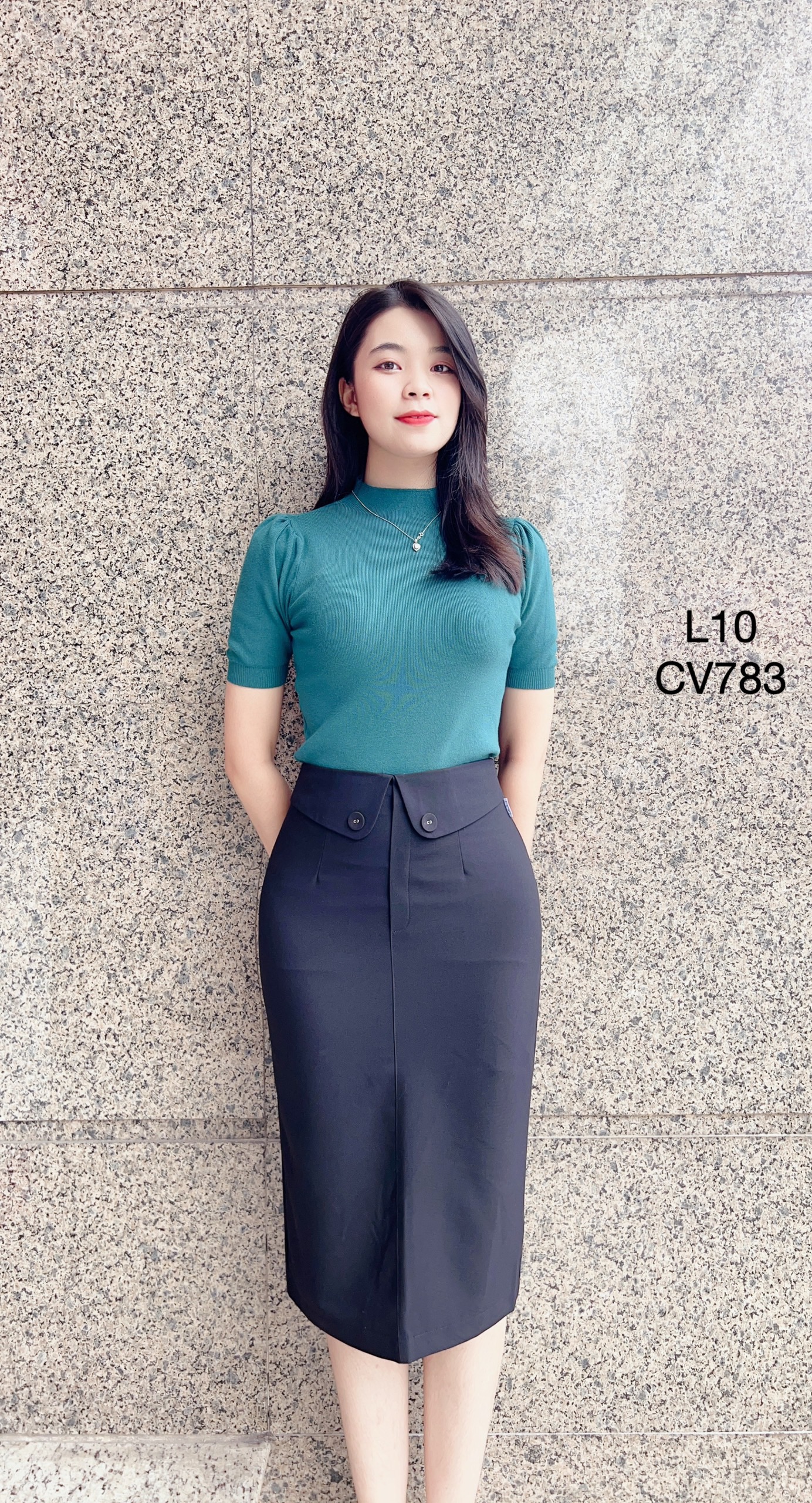 CV783 cv vạt cong 2 cúc bọc