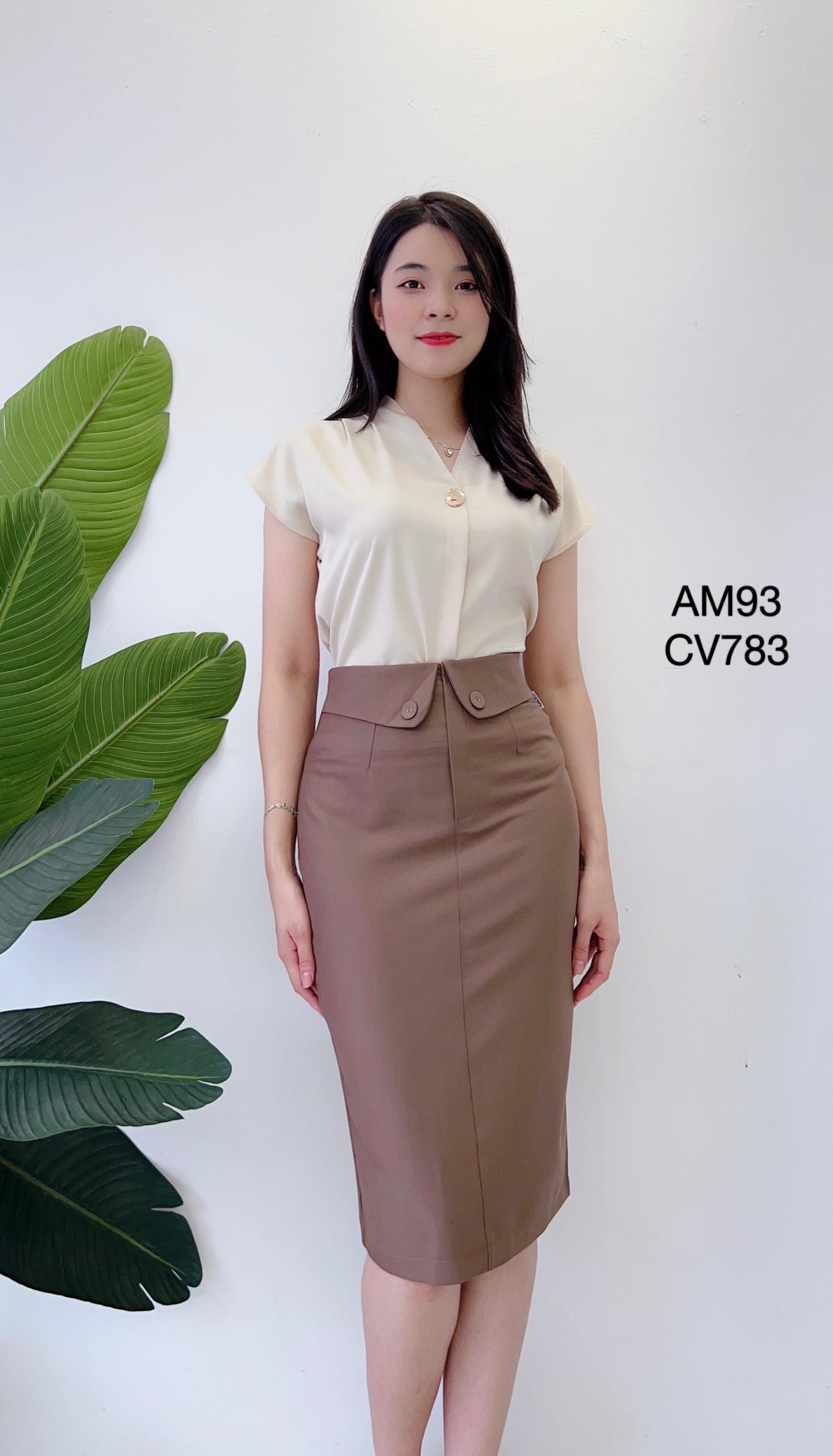 CV783 cv vạt cong 2 cúc bọc