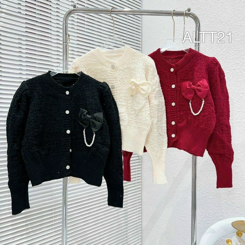 ALTT21 áo len nhiều cúc nơ ngực