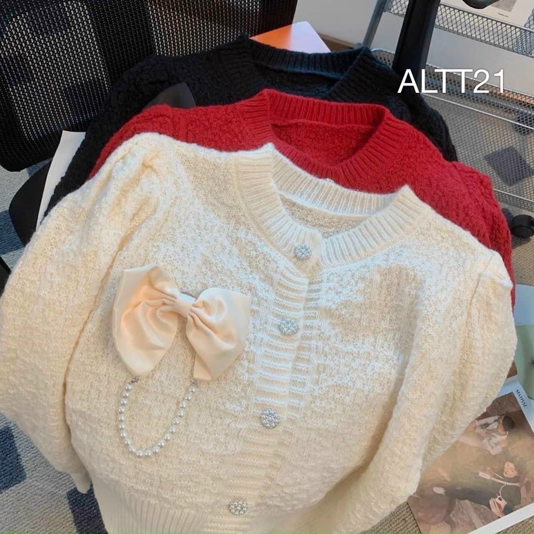 ALTT21 áo len nhiều cúc nơ ngực