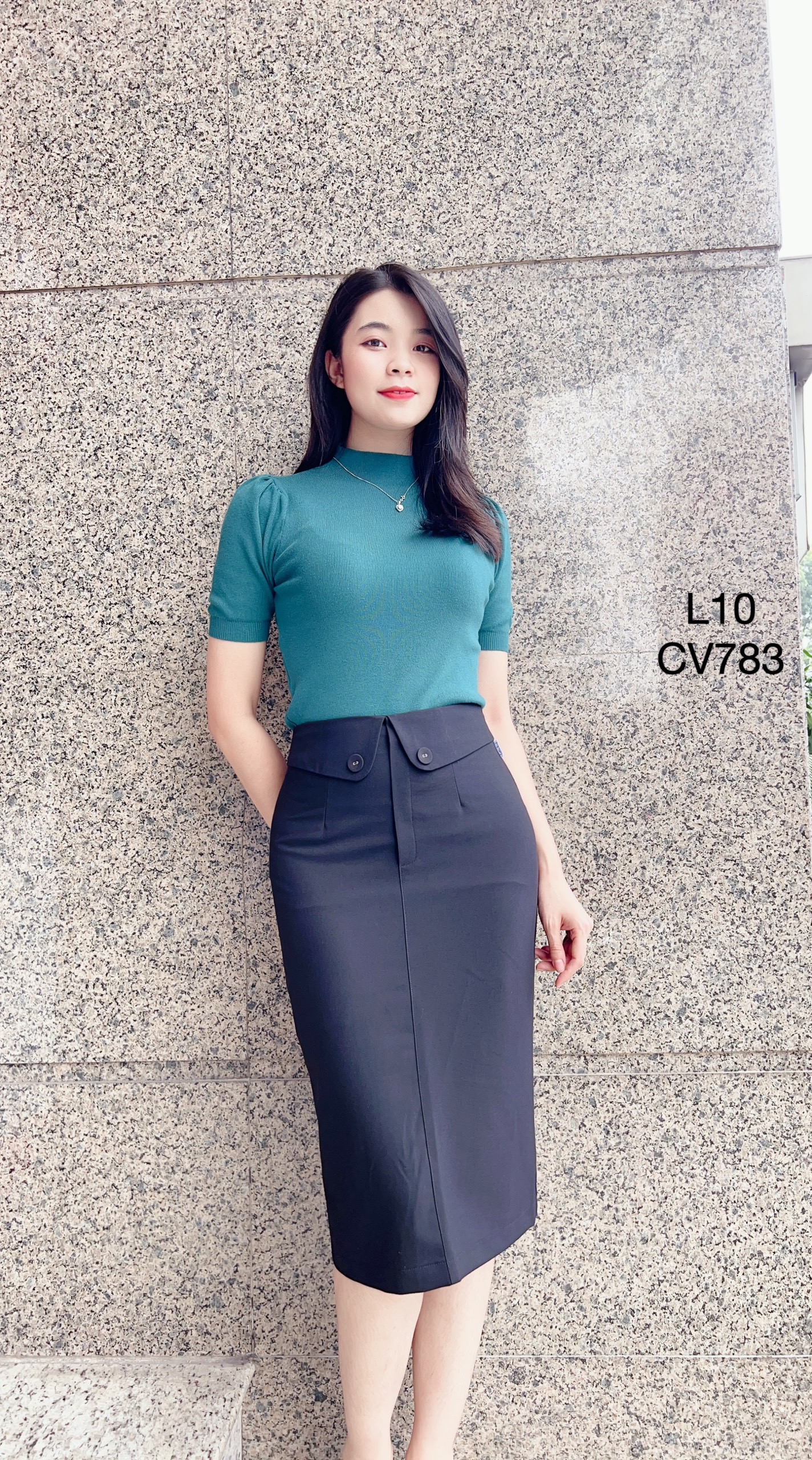 CV783 cv vạt cong 2 cúc bọc