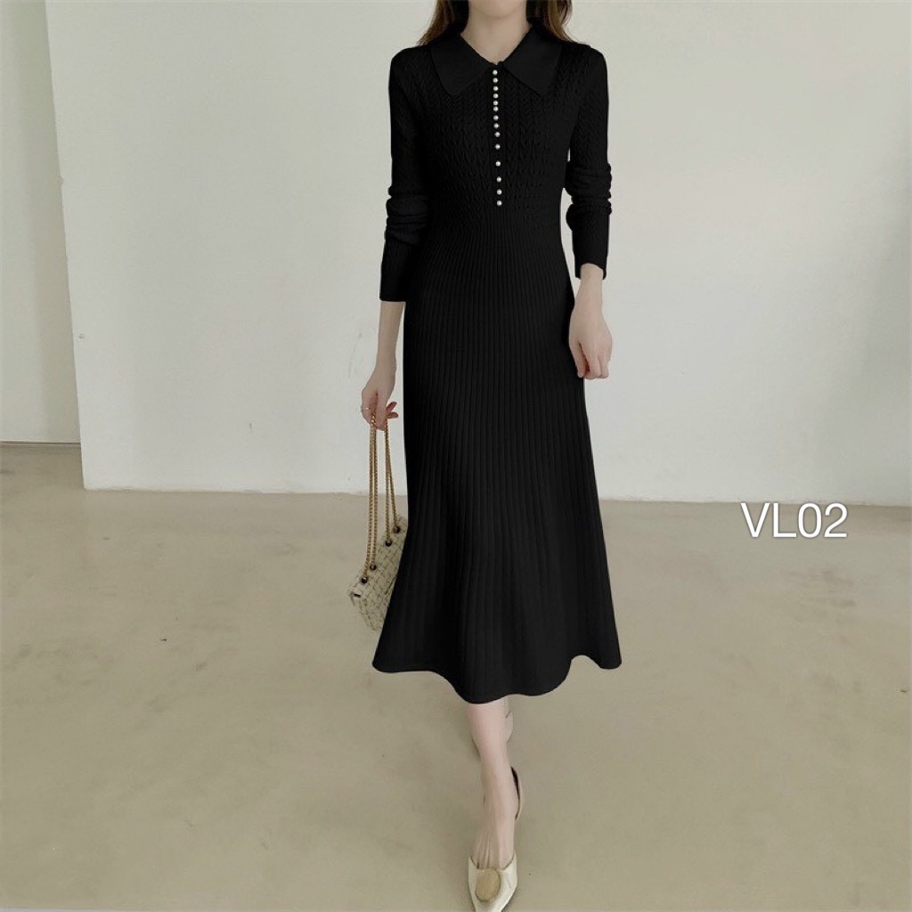 VL02 váy len tăm cúc ngọc