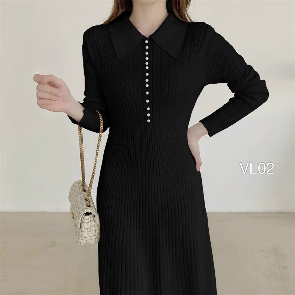 VL02 váy len tăm cúc ngọc