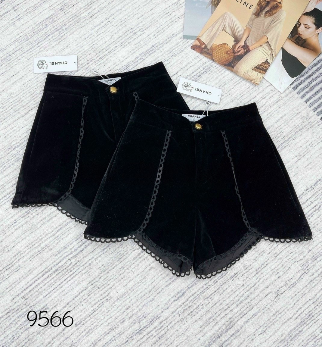 QS9566 quần nhung viền ren