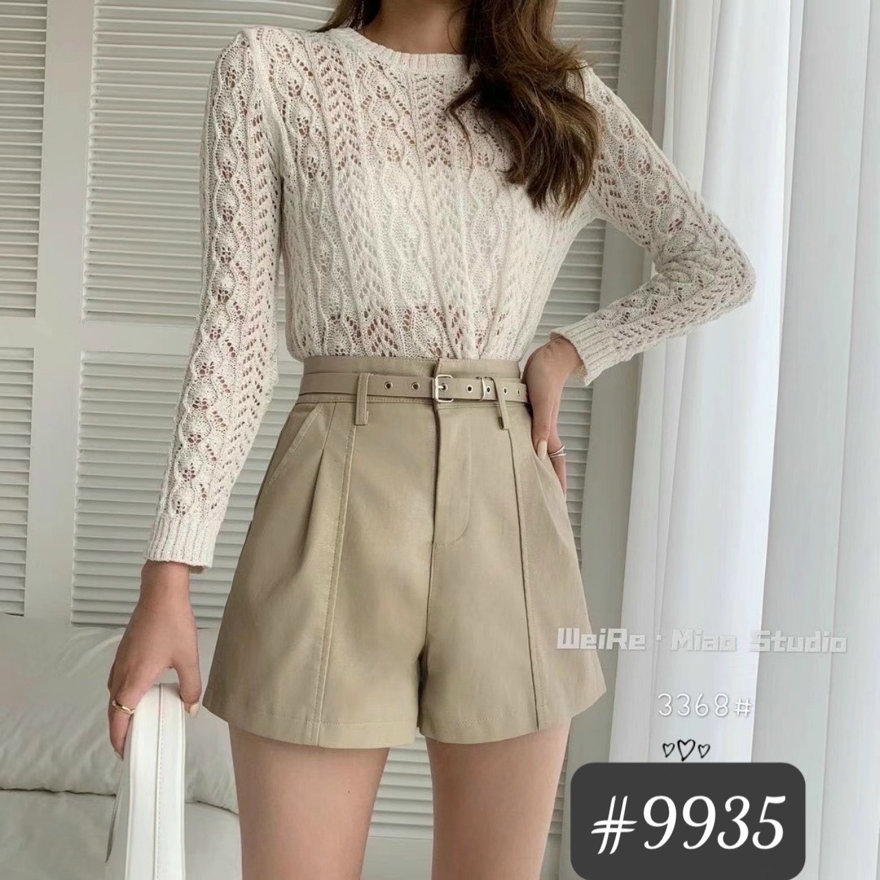 QS9935 quần da đai nhỏ