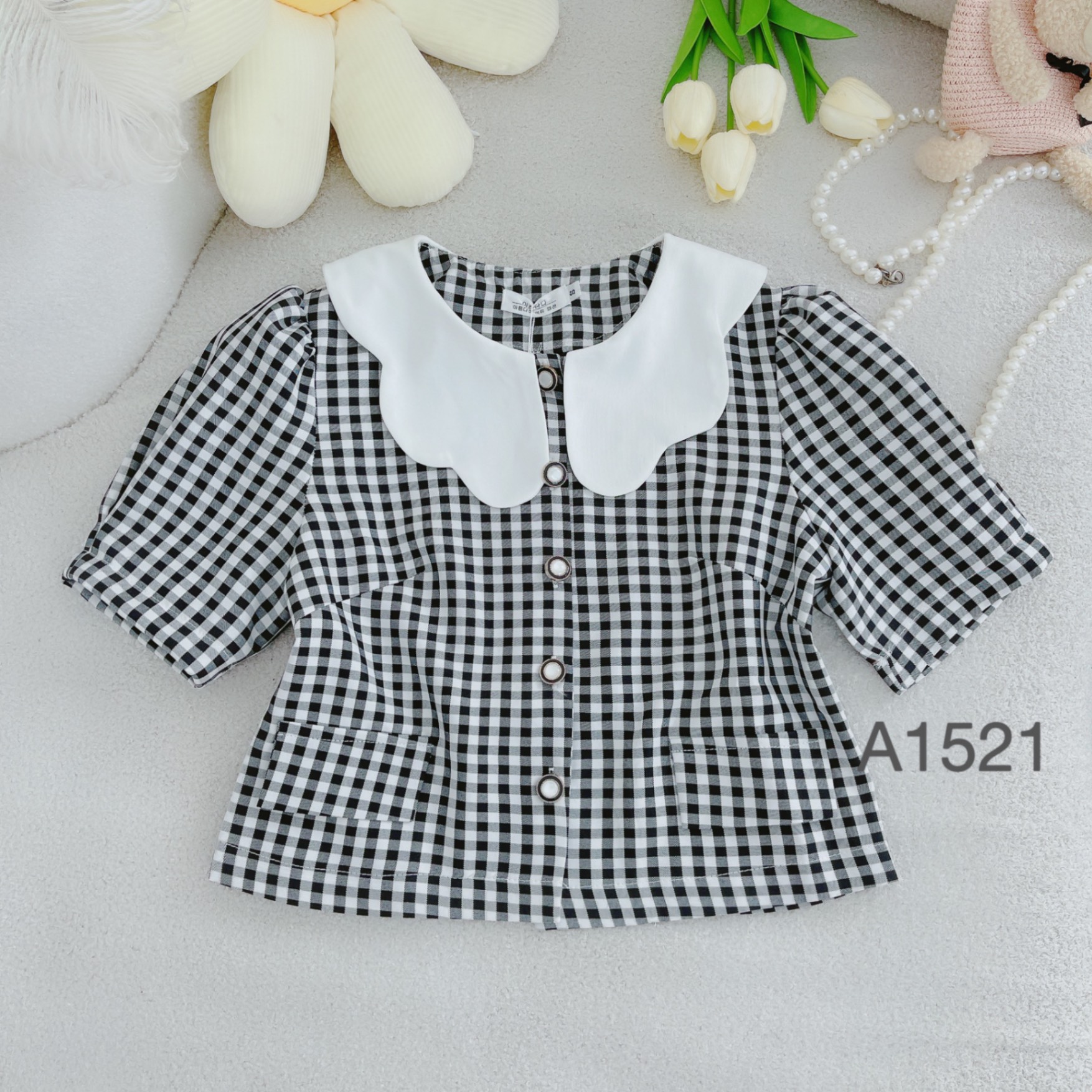 A1521 Áo kẻ cổ lượn