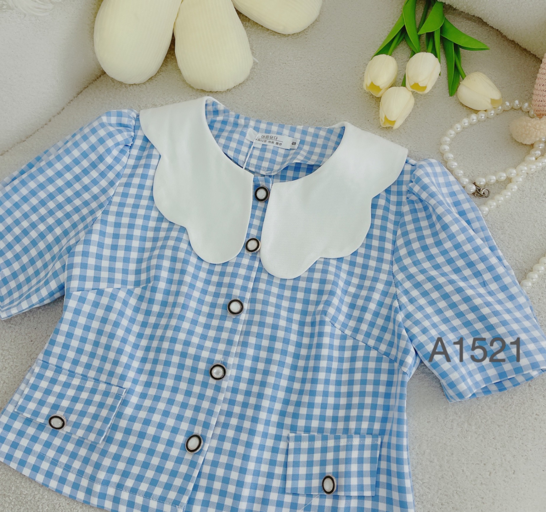 A1521 Áo kẻ cổ lượn
