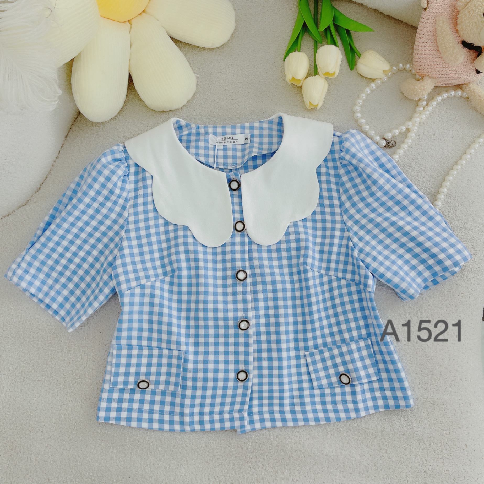 A1521 Áo kẻ cổ lượn