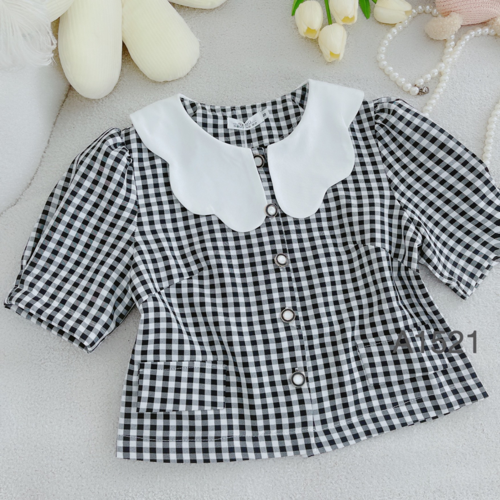 A1521 Áo kẻ cổ lượn