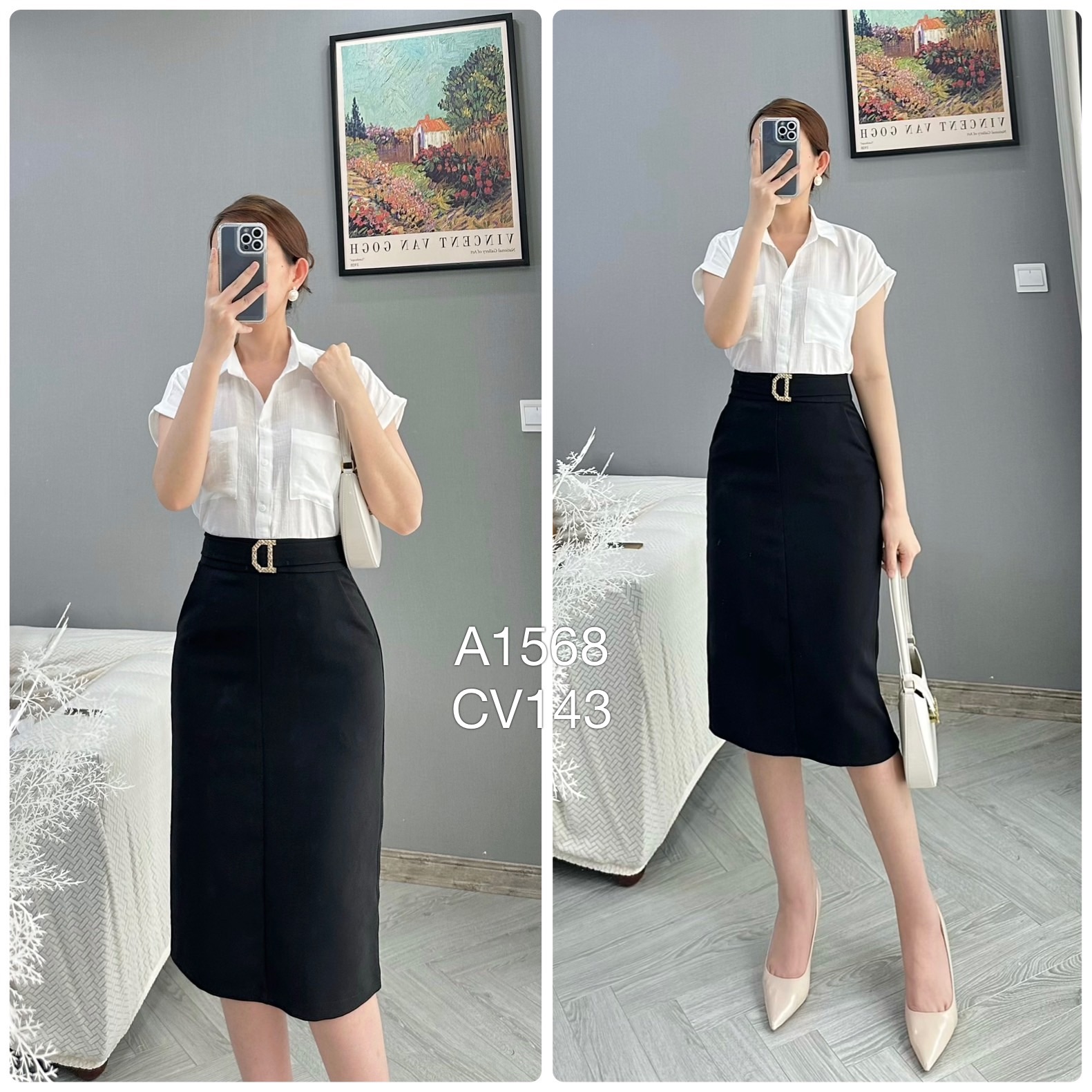 CV143 chân váy đai D 2 lớp