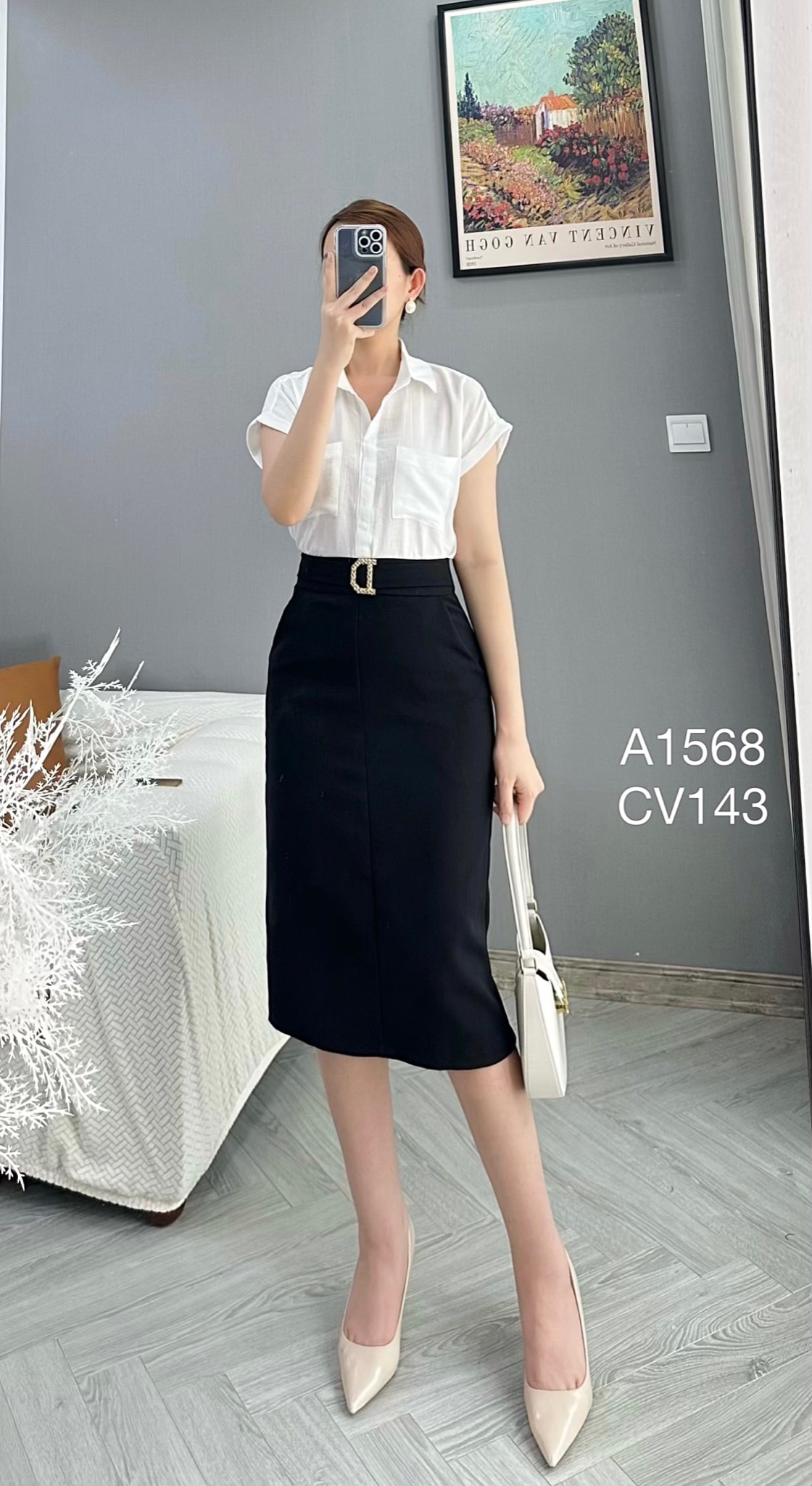 CV143 chân váy đai D 2 lớp
