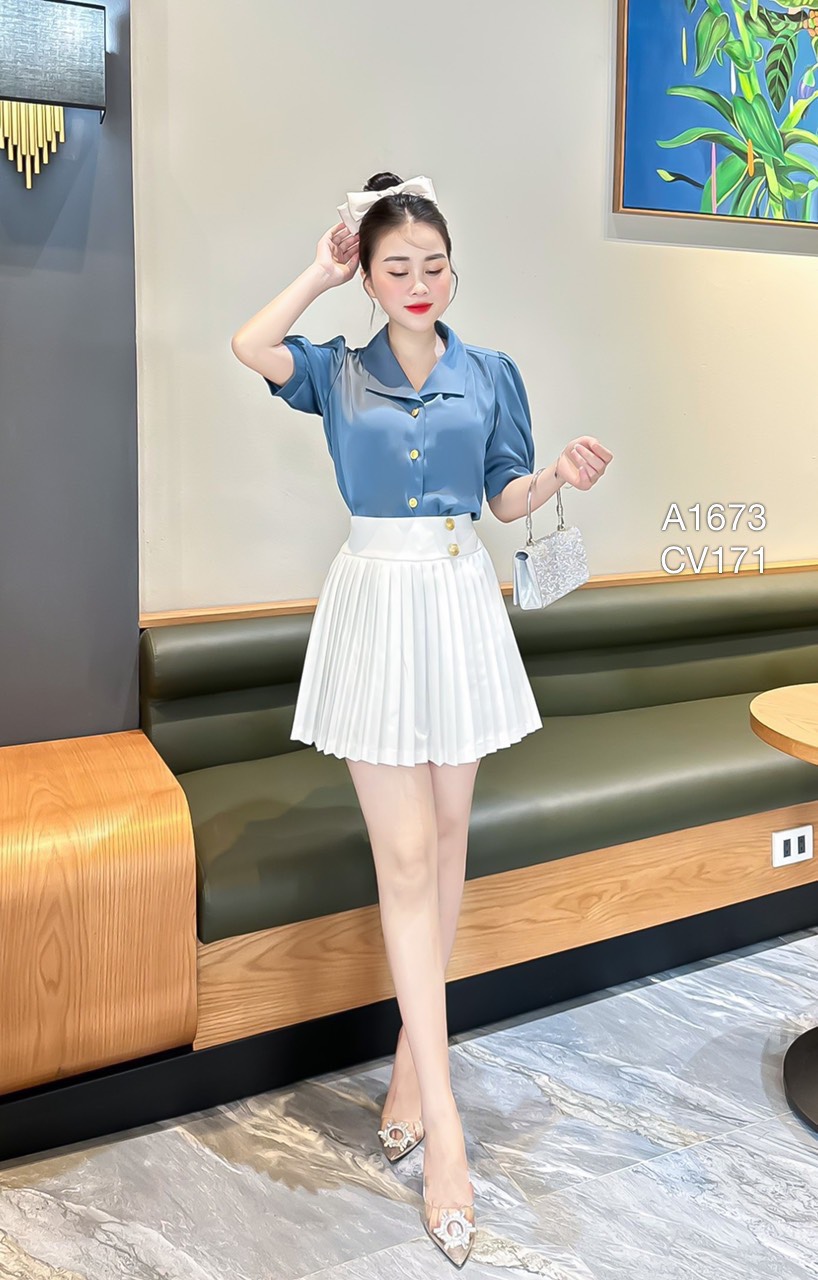 CV171 cv ly ngắn 2 cúc vàng
