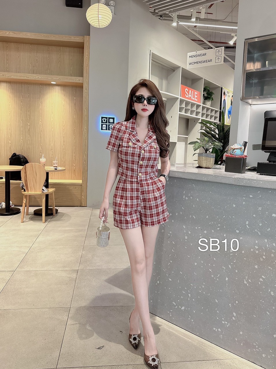 SB10 set bộ kẻ quần đùi