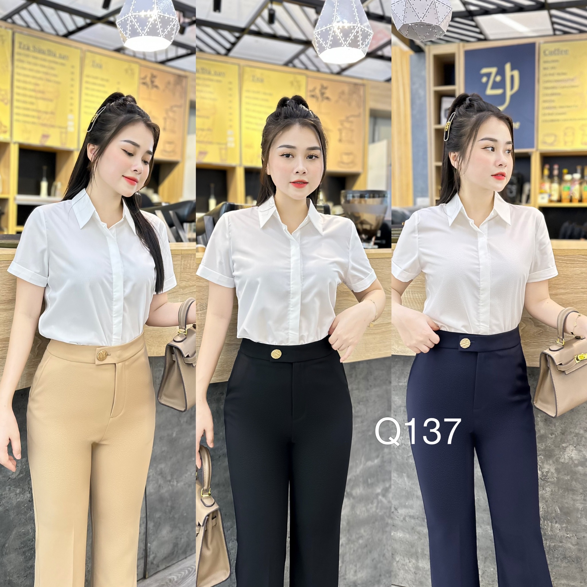 Q137 quần loe 1 cúc vàng