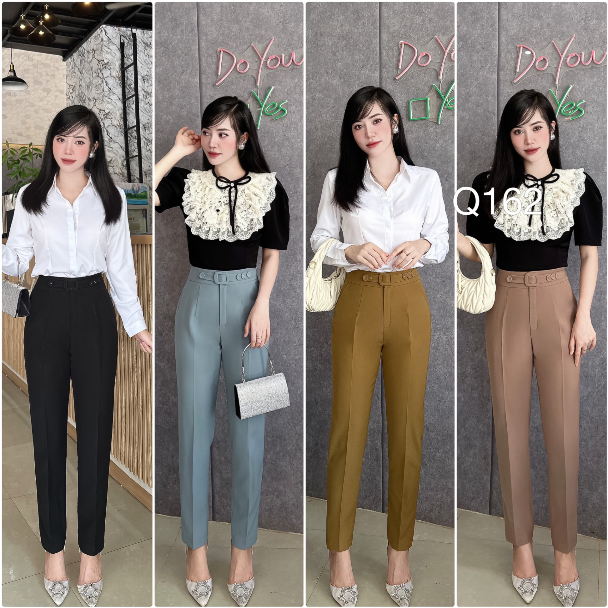 Q162 quần baggy đai cúc bọc