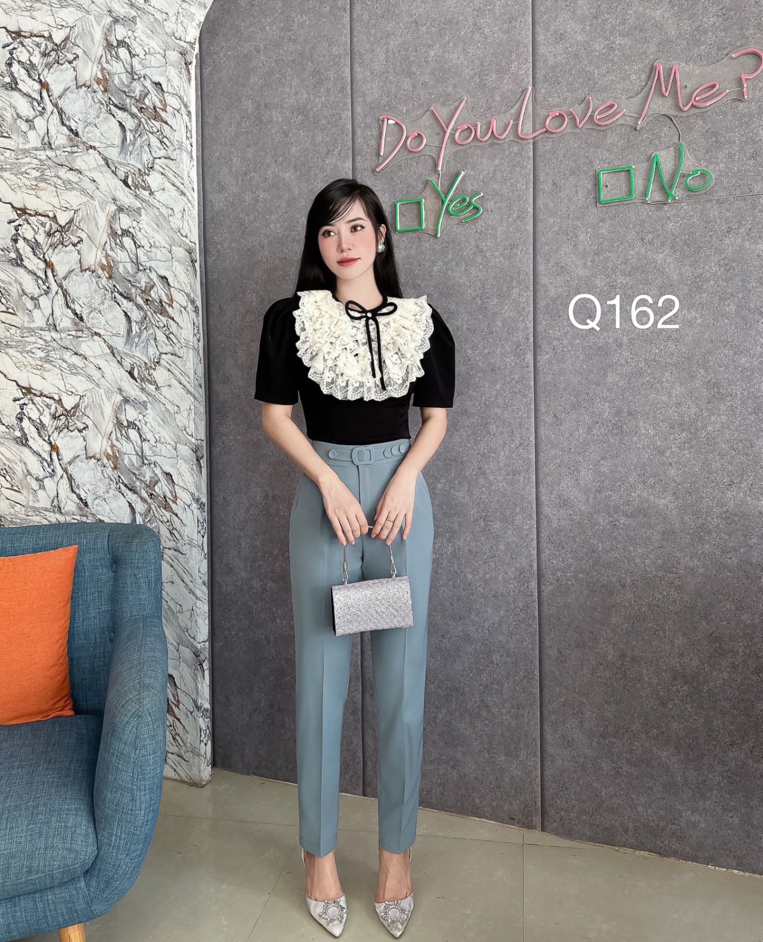 Q162 quần baggy đai cúc bọc