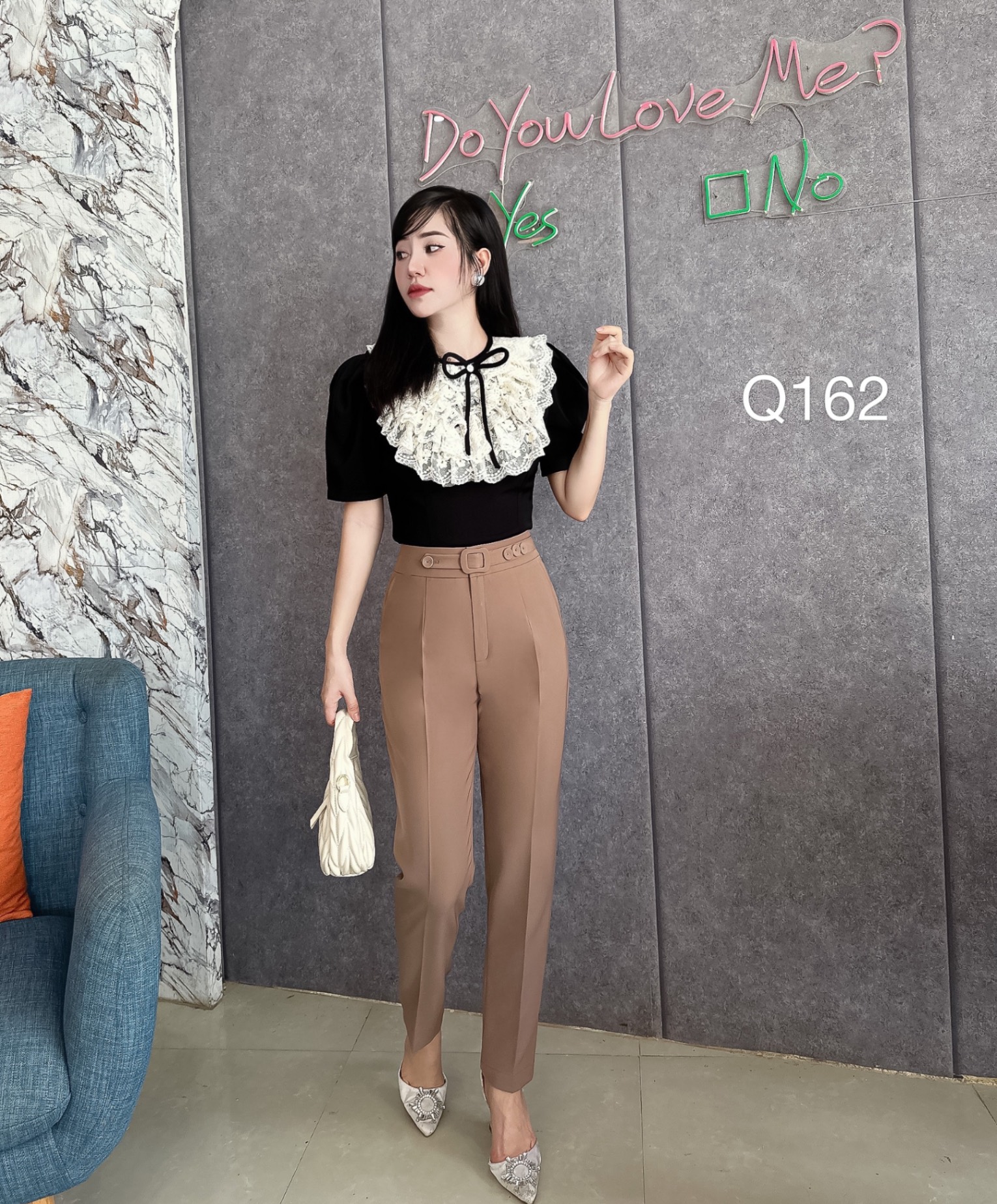 Q162 quần baggy đai cúc bọc