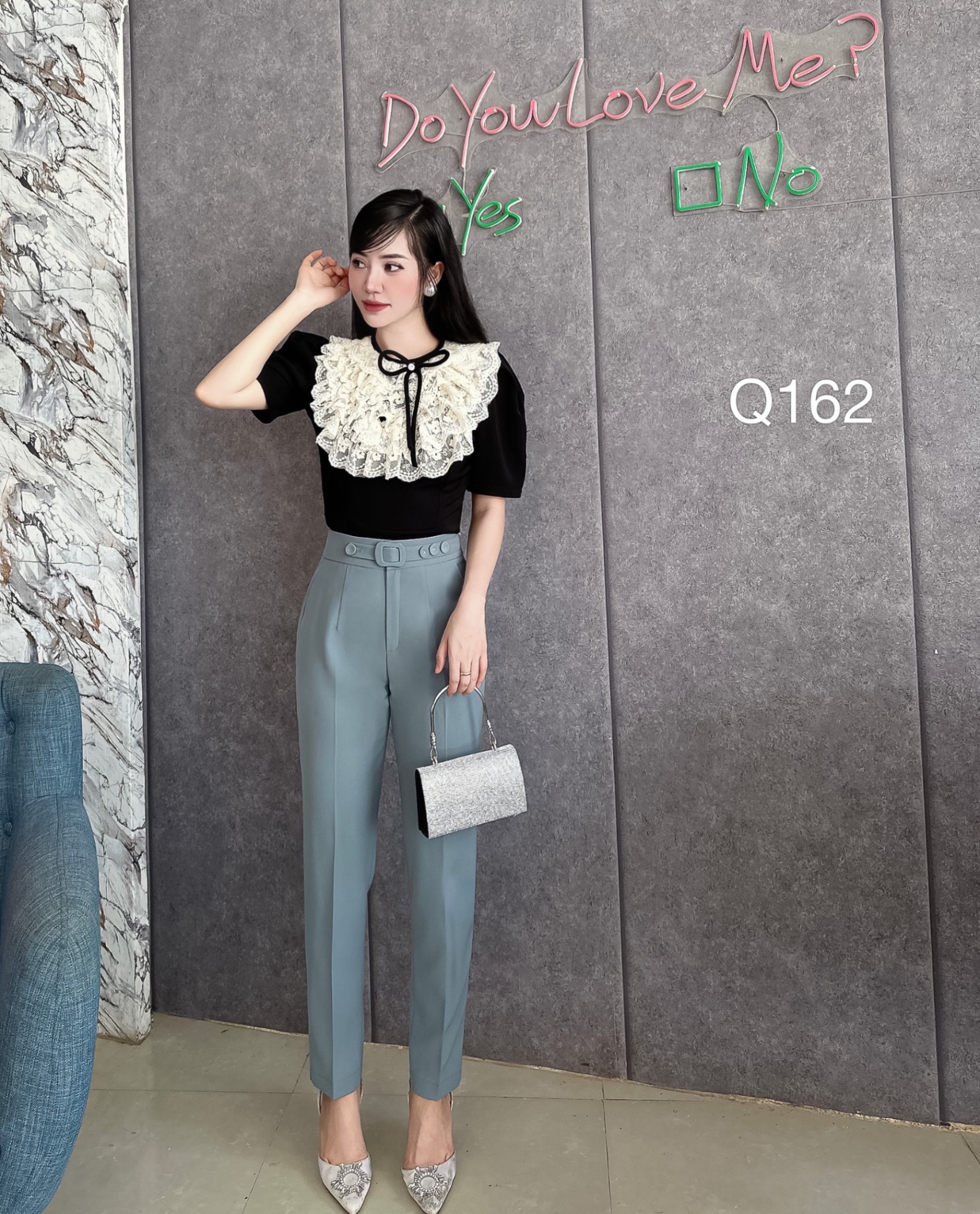 Q162 quần baggy đai cúc bọc