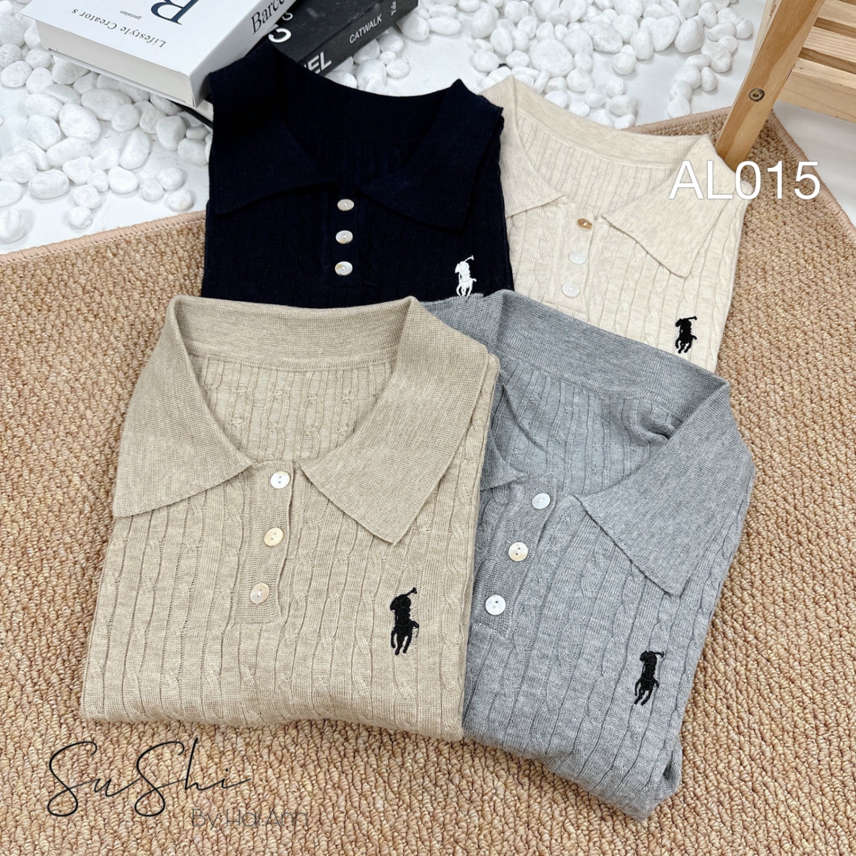 AL015 len polo thêu ngựa