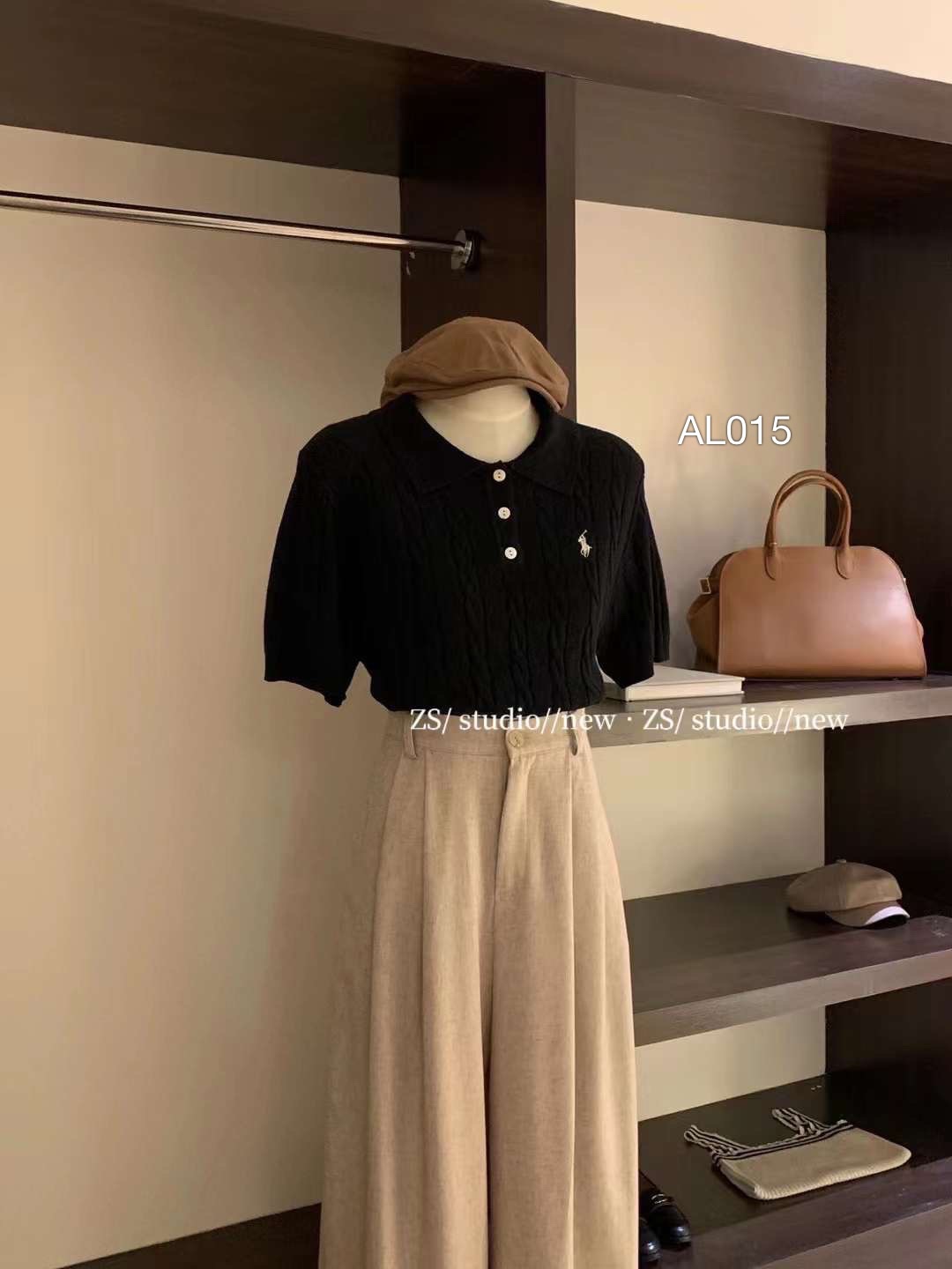 AL015 len polo thêu ngựa