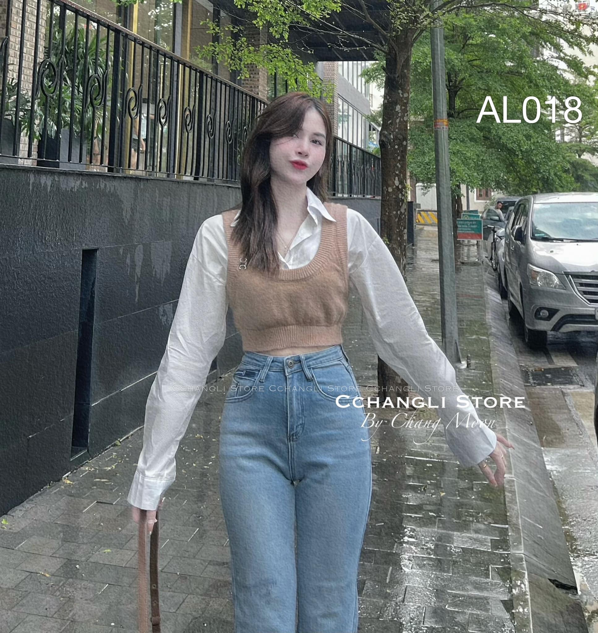 AL018 len croptop phối sơ mi