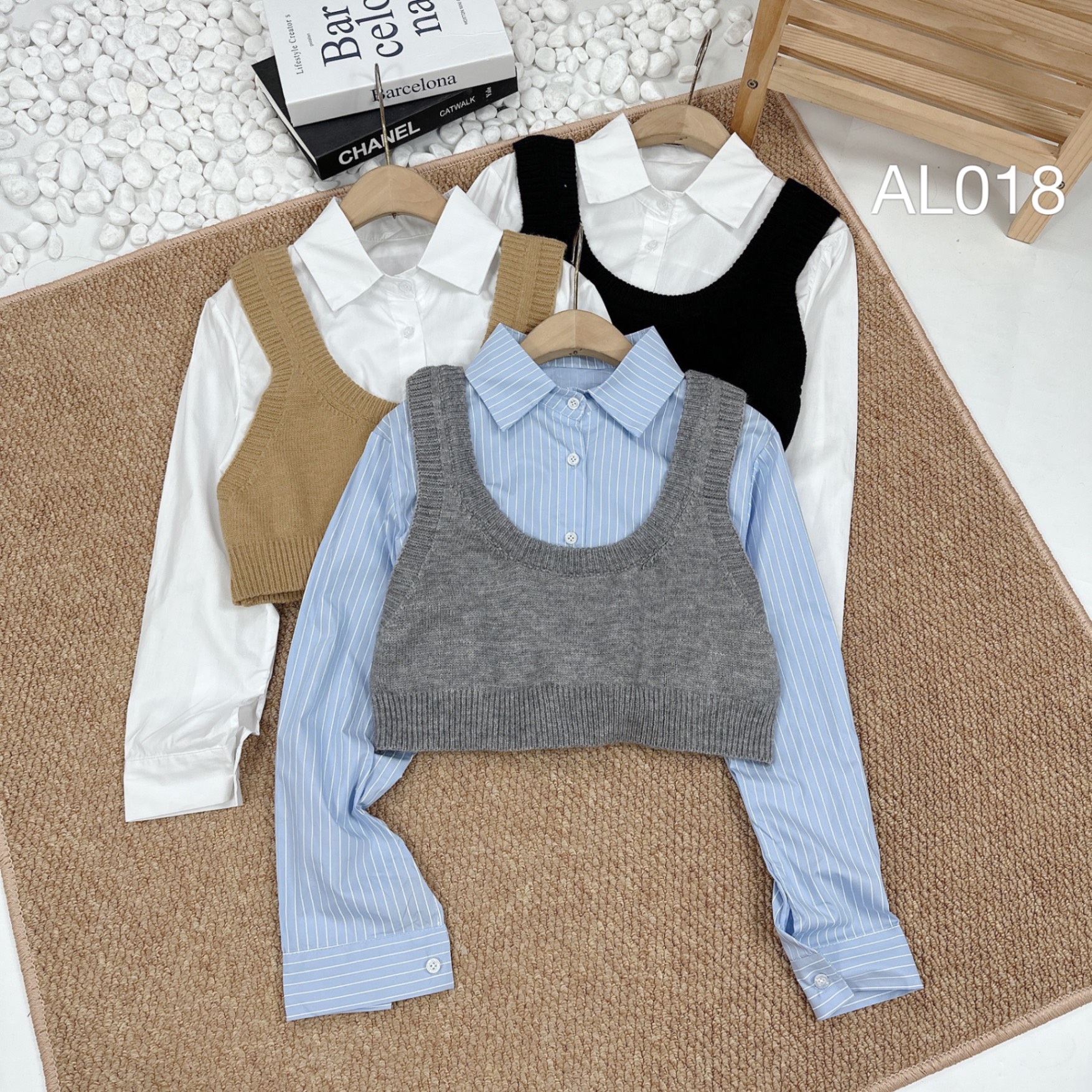 AL018 len croptop phối sơ mi