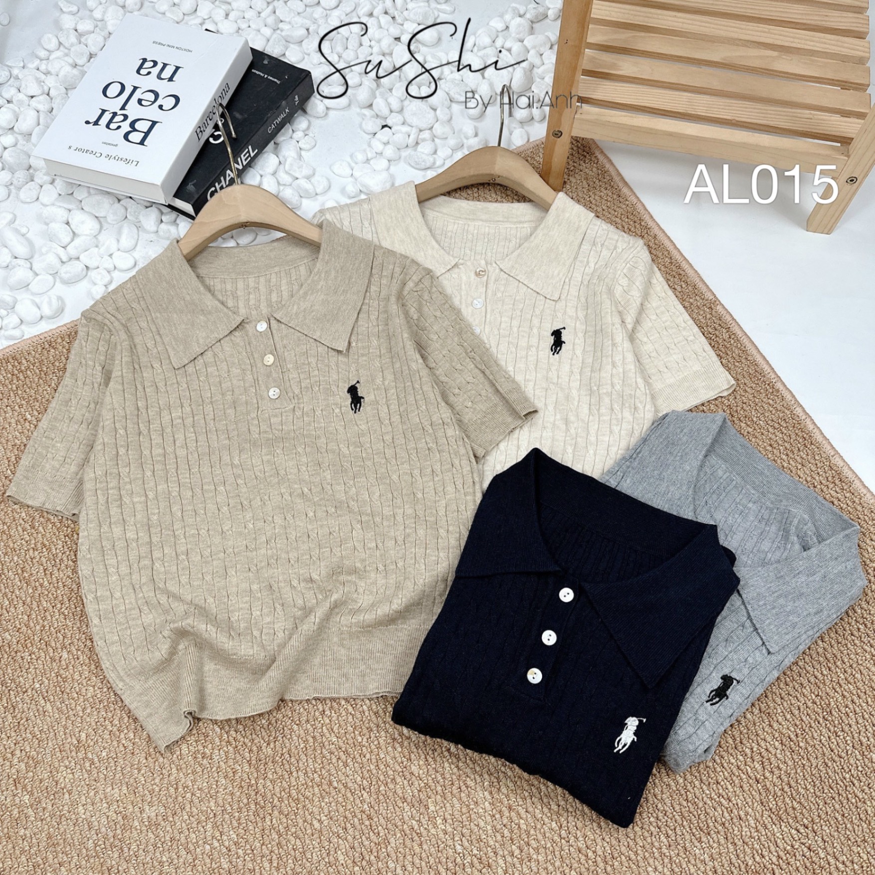 AL015 len polo thêu ngựa