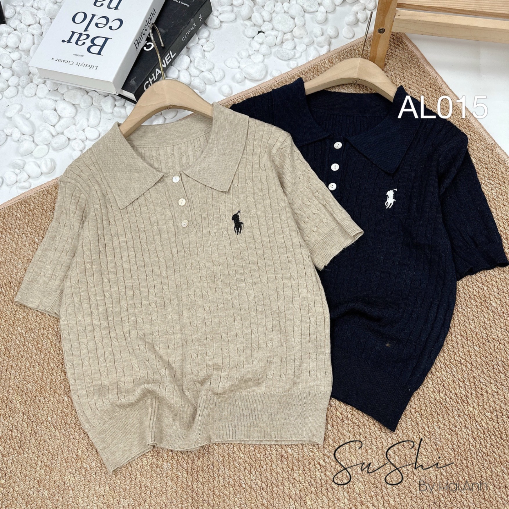 AL015 len polo thêu ngựa