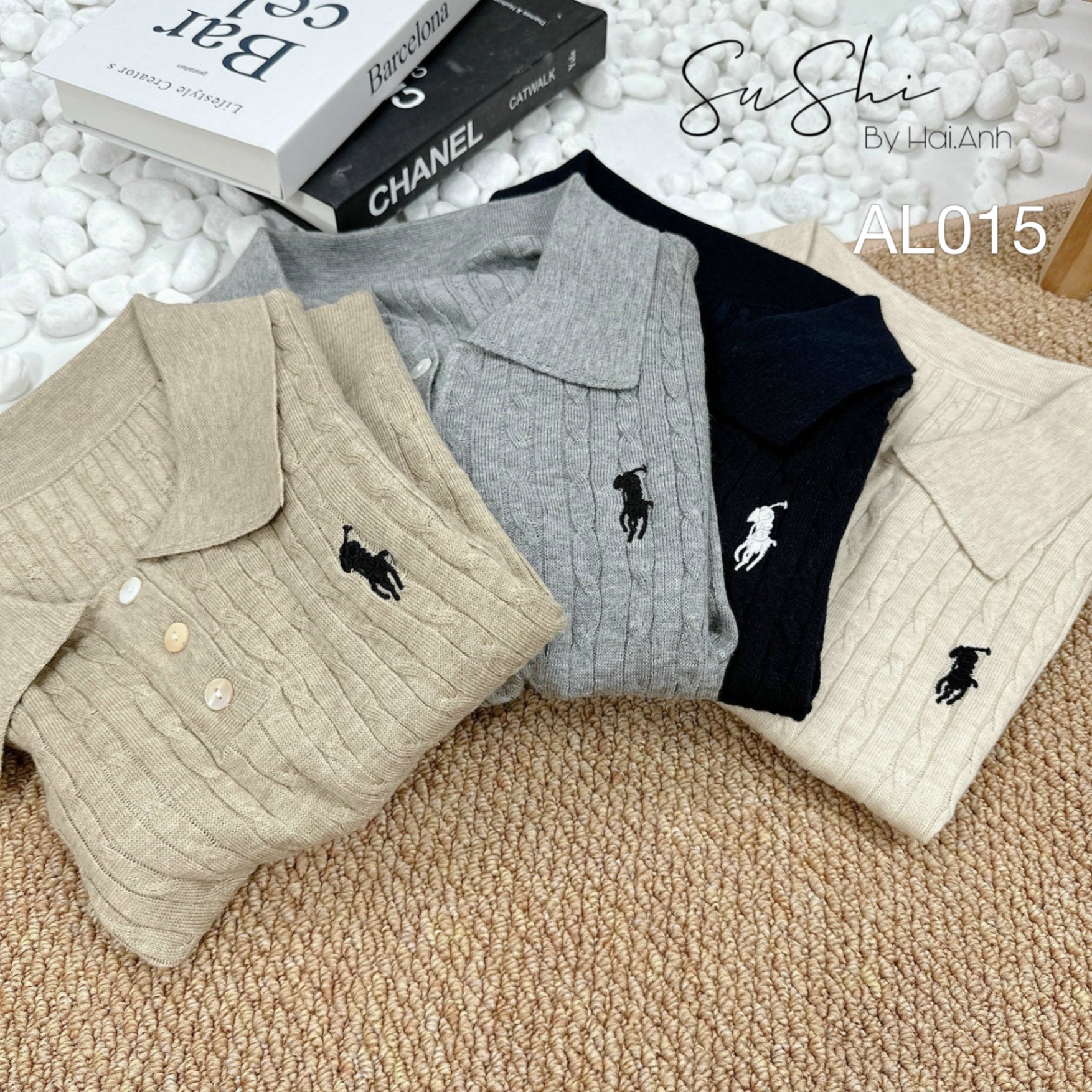 AL015 len polo thêu ngựa