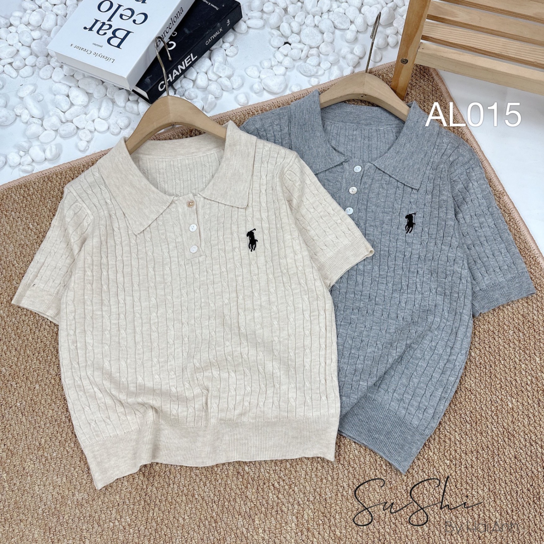 AL015 len polo thêu ngựa