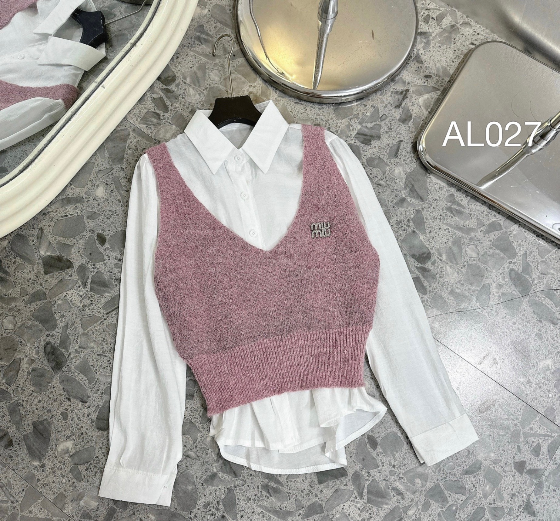 AL027 gile len miumiu phối sơ mi