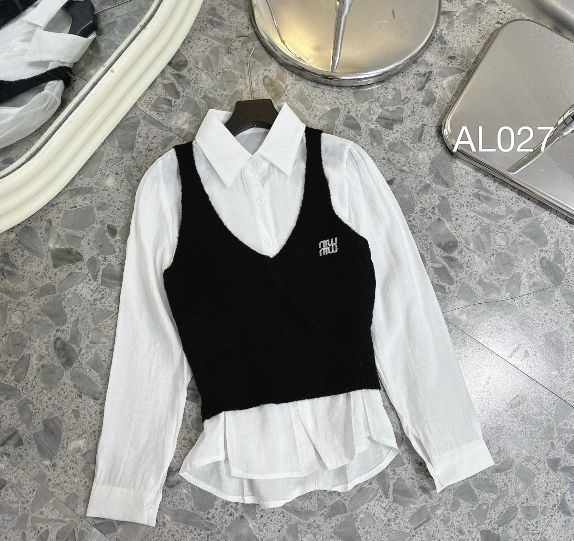 AL027 gile len miumiu phối sơ mi