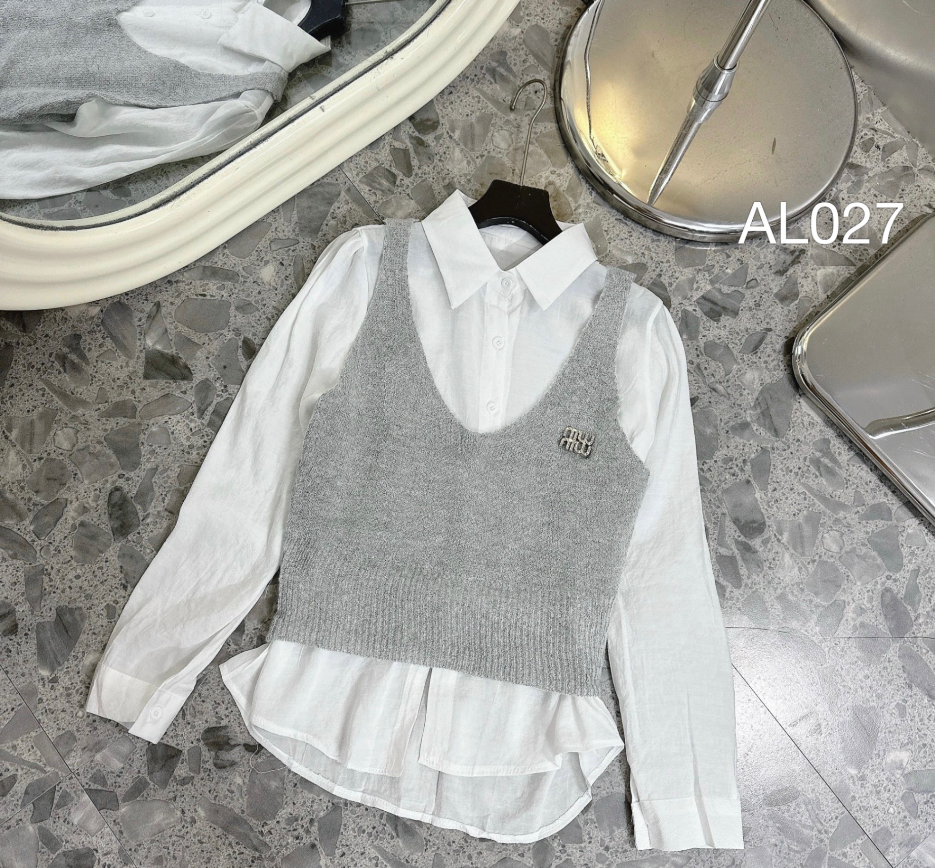 AL027 gile len miumiu phối sơ mi