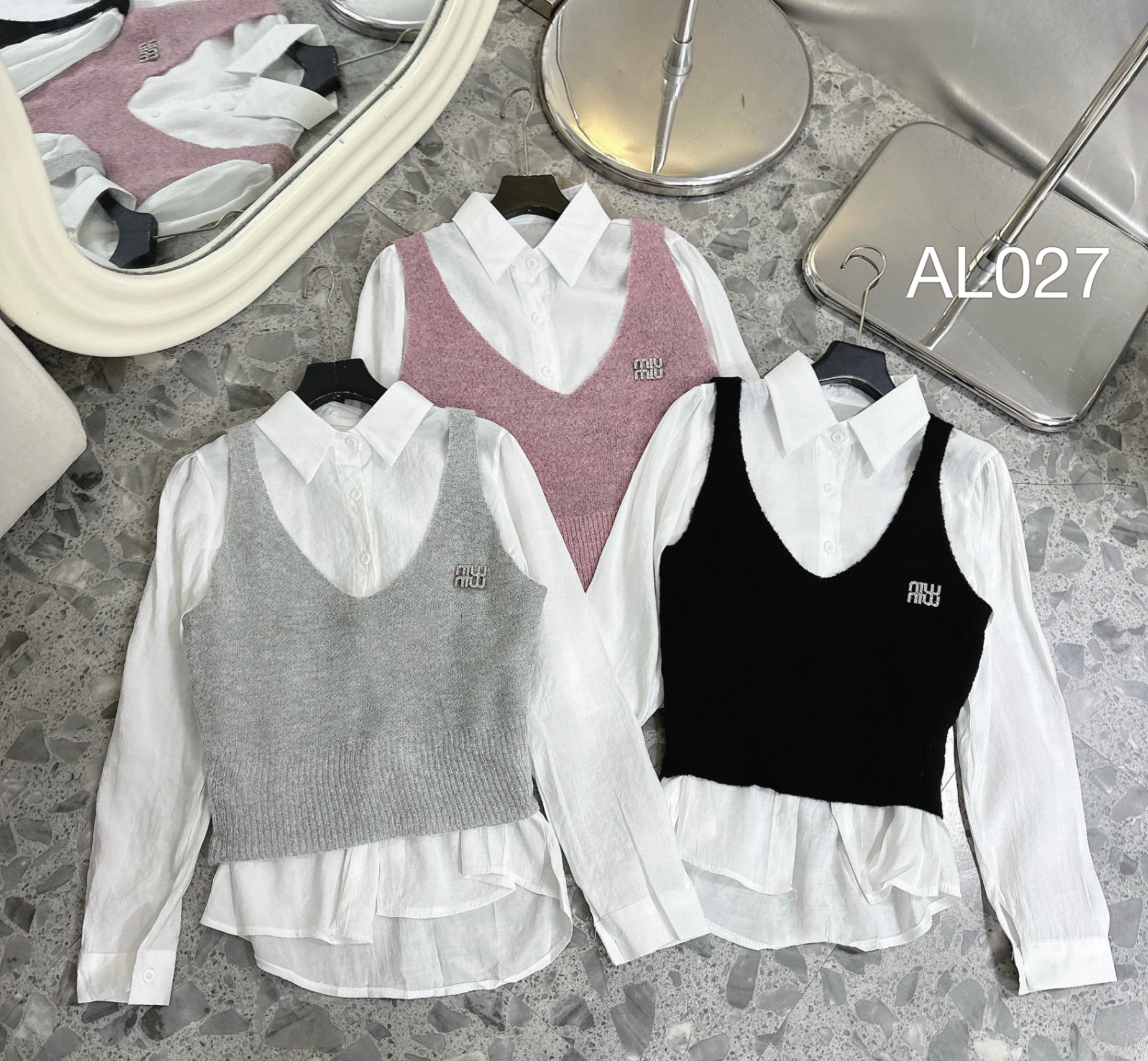 AL027 gile len miumiu phối sơ mi