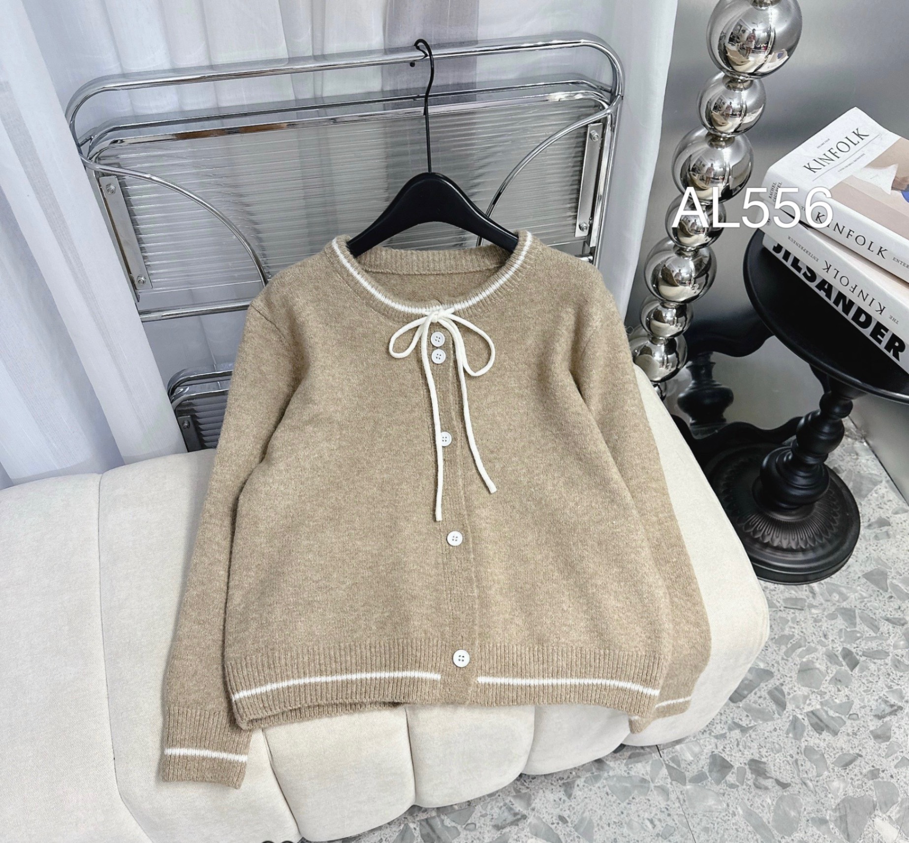 AL556 áo cardigan viền 2 cúc liền