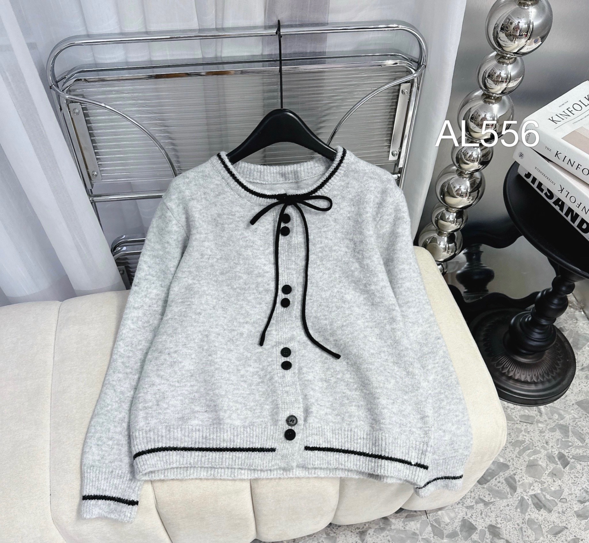 AL556 áo cardigan viền 2 cúc liền