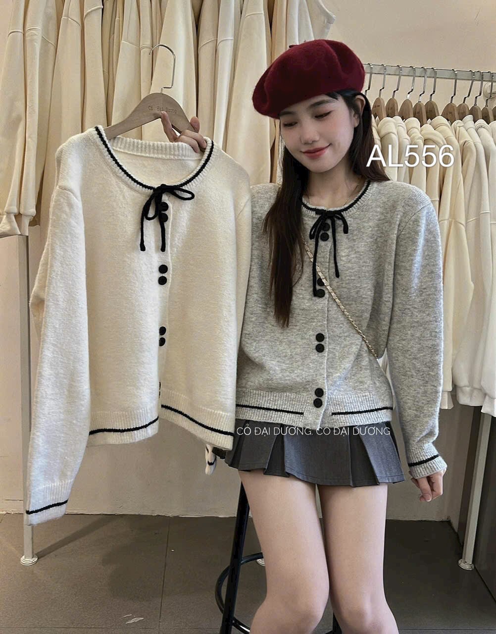 AL556 áo cardigan viền 2 cúc liền