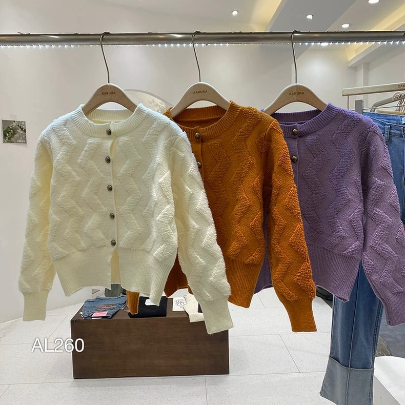 AL260 áo Cardigan len phối sóng dọc